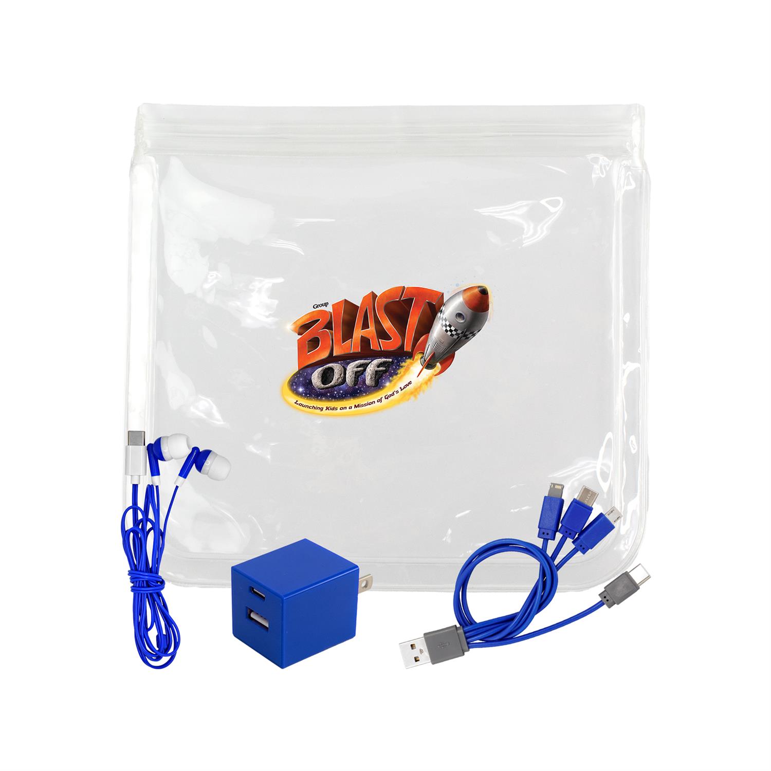 Clear A+C Wall, Cable & Ear Bud Set 1