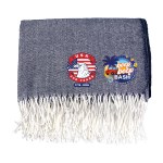 Patriotic Fringed Throw Blanket - Blue Patriotic Fringed Throw Blanket - Blue