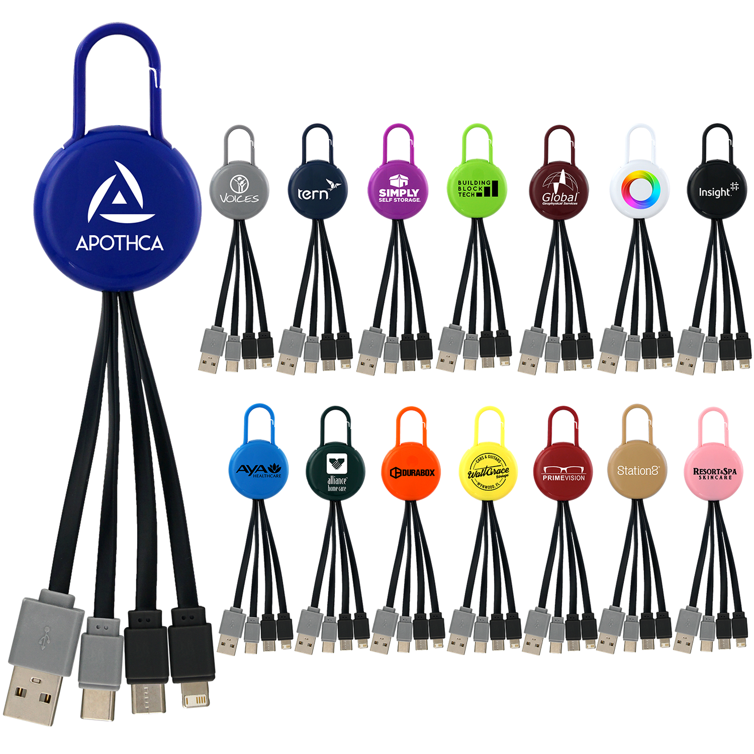 Colorful Clip Dual Input 3" 1 Charging Cable 1