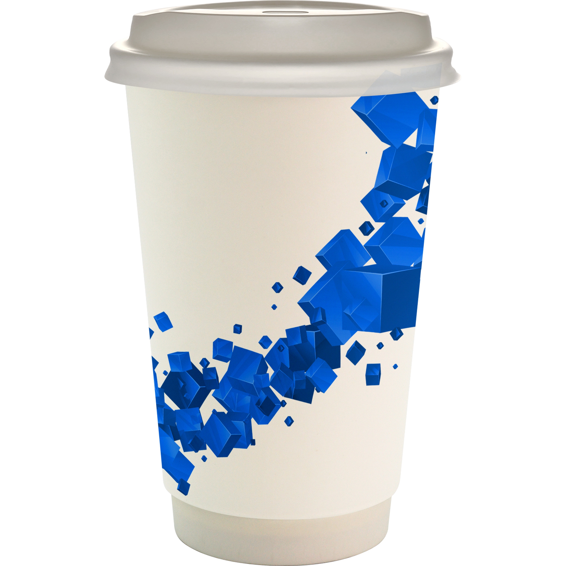 16 oz. Full Color Floating Cube Paper Cup With Lid 1