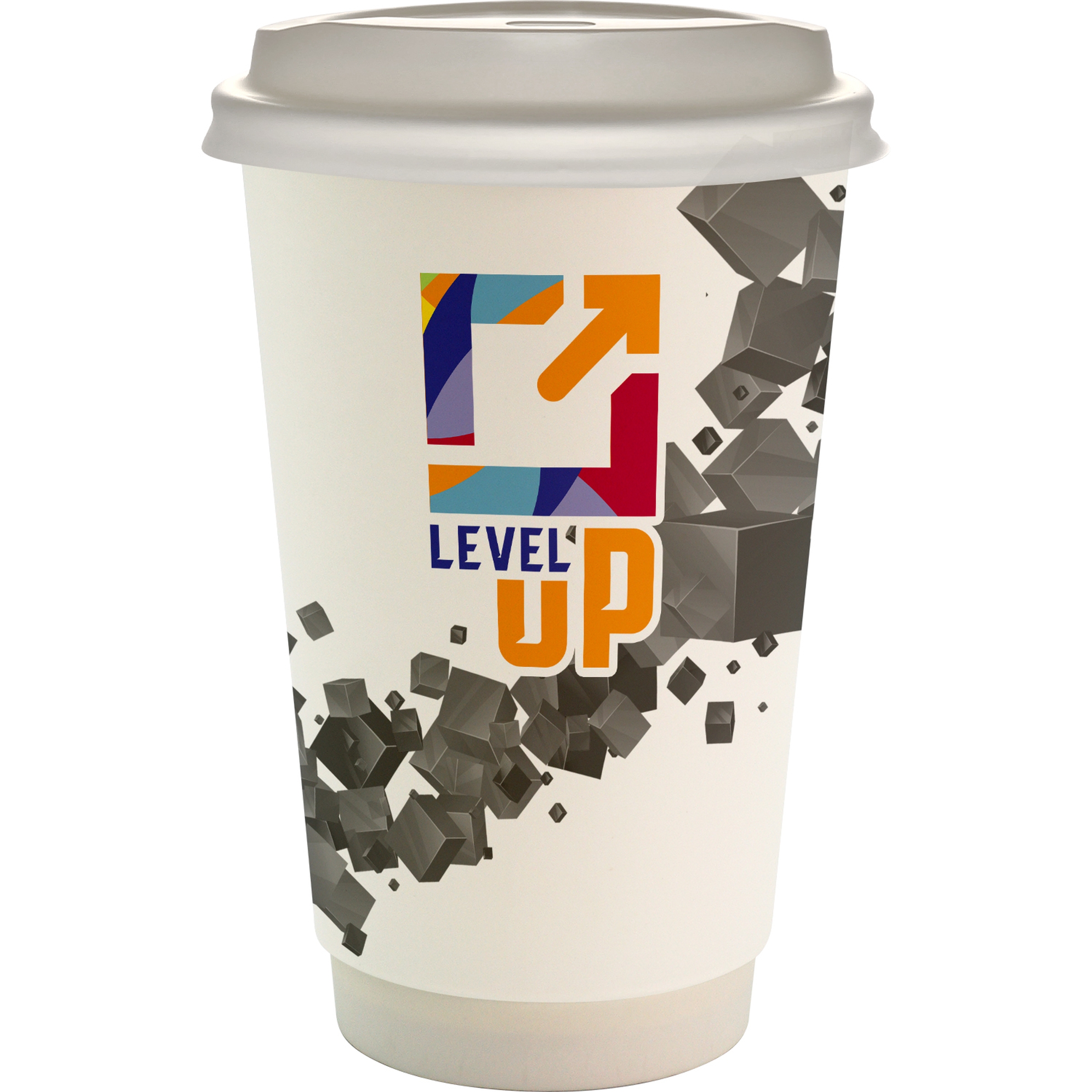 16 oz. Full Color Floating Cube Paper Cup With Lid 1
