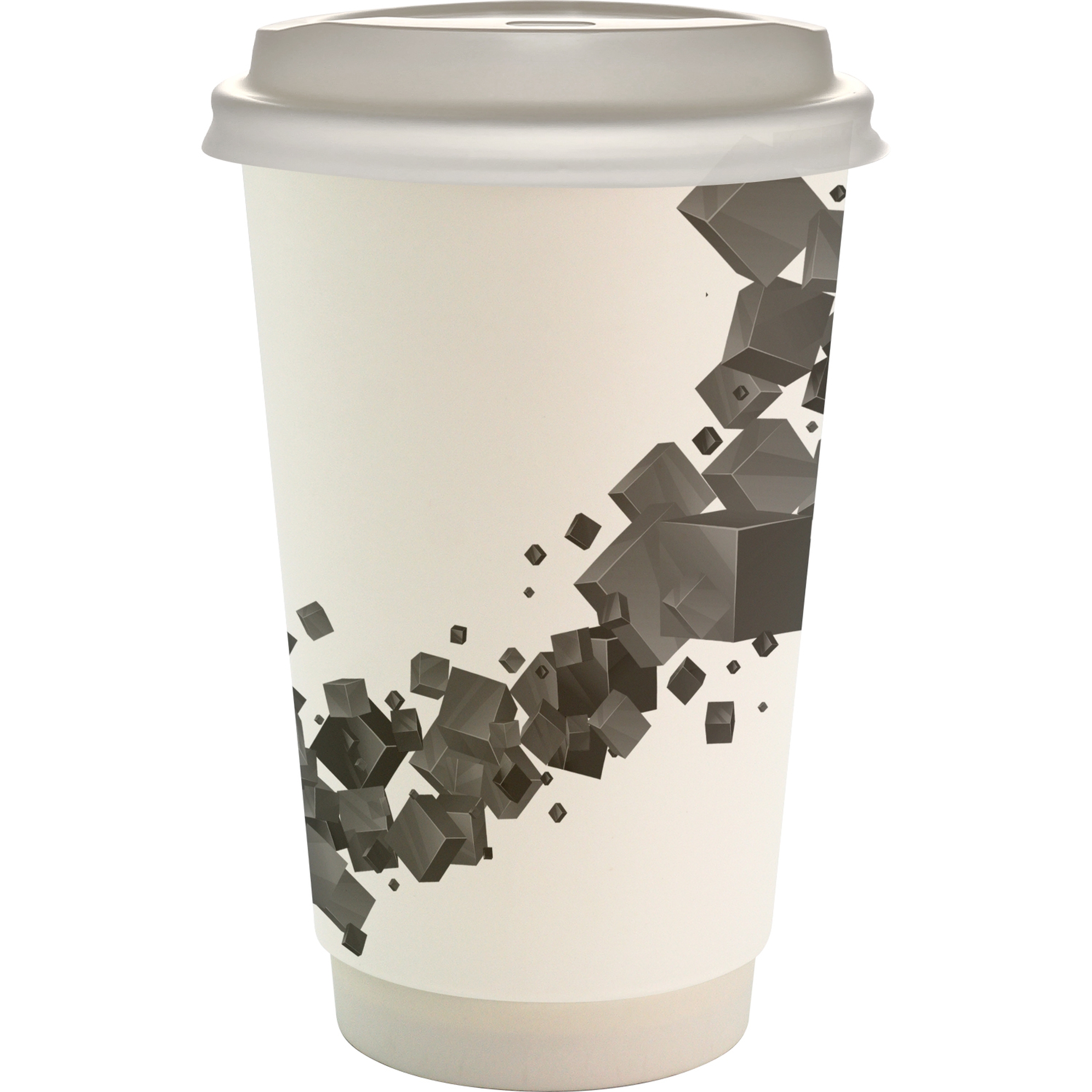 16 oz. Full Color Floating Cube Paper Cup With Lid 1