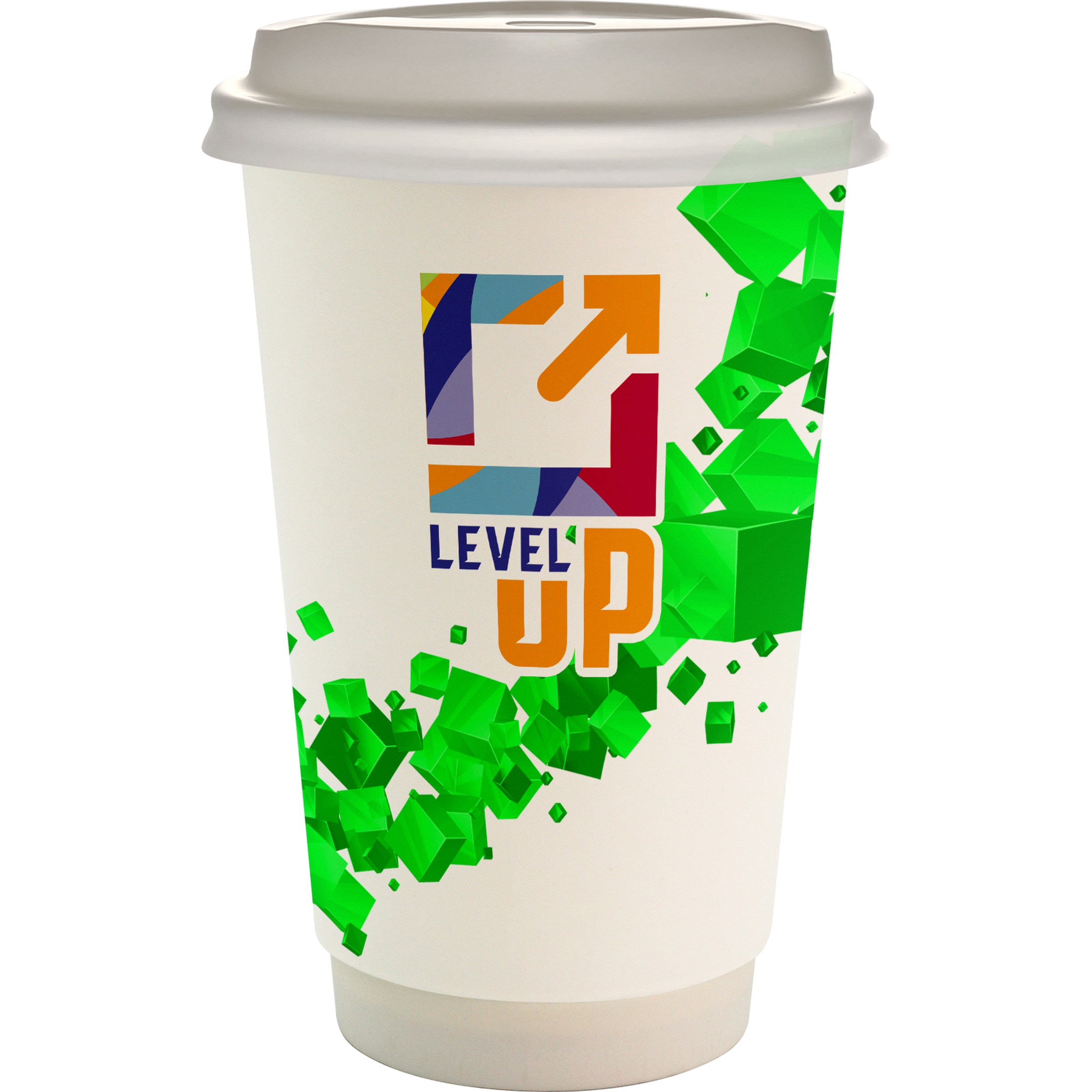 16 oz. Full Color Floating Cube Paper Cup With Lid 1