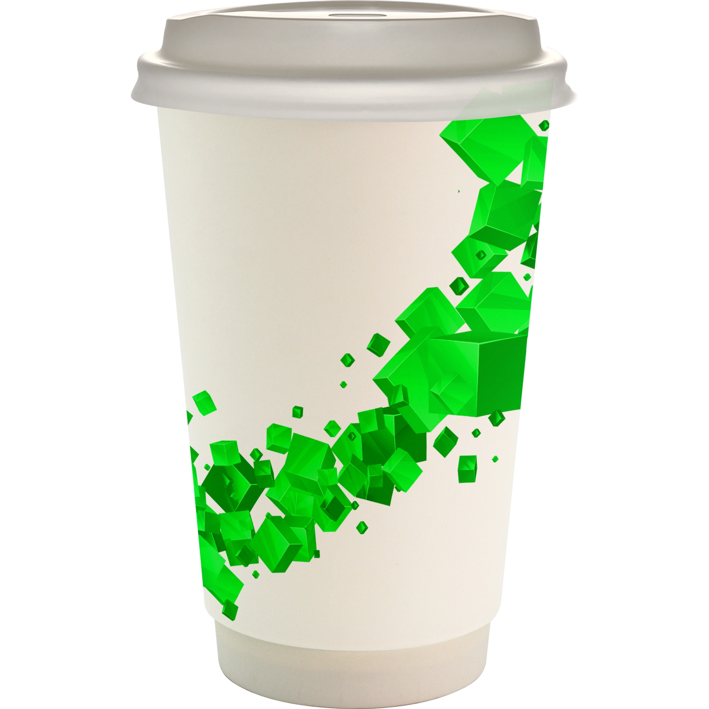 16 oz. Full Color Floating Cube Paper Cup With Lid 1