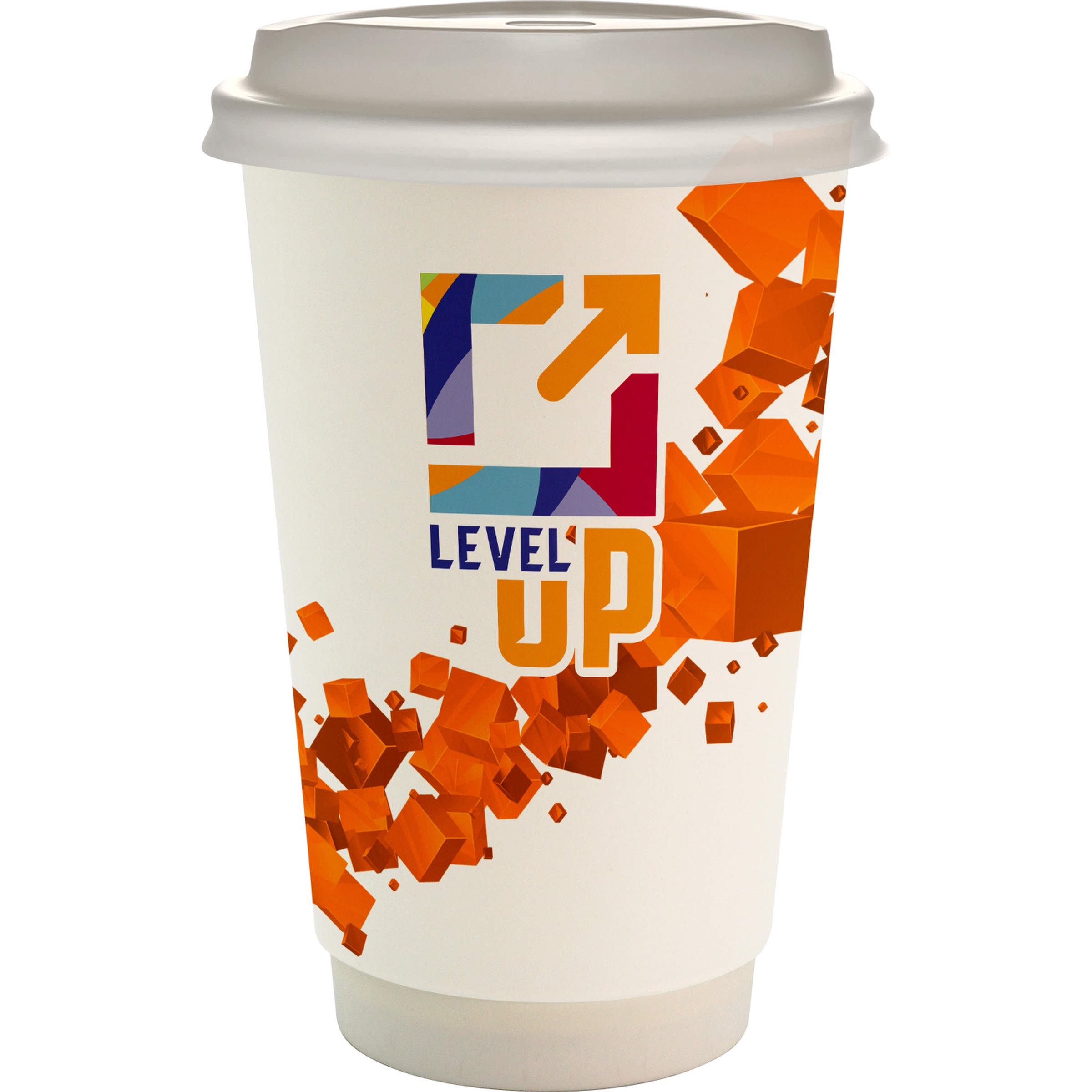 16 oz. Full Color Floating Cube Paper Cup With Lid 1