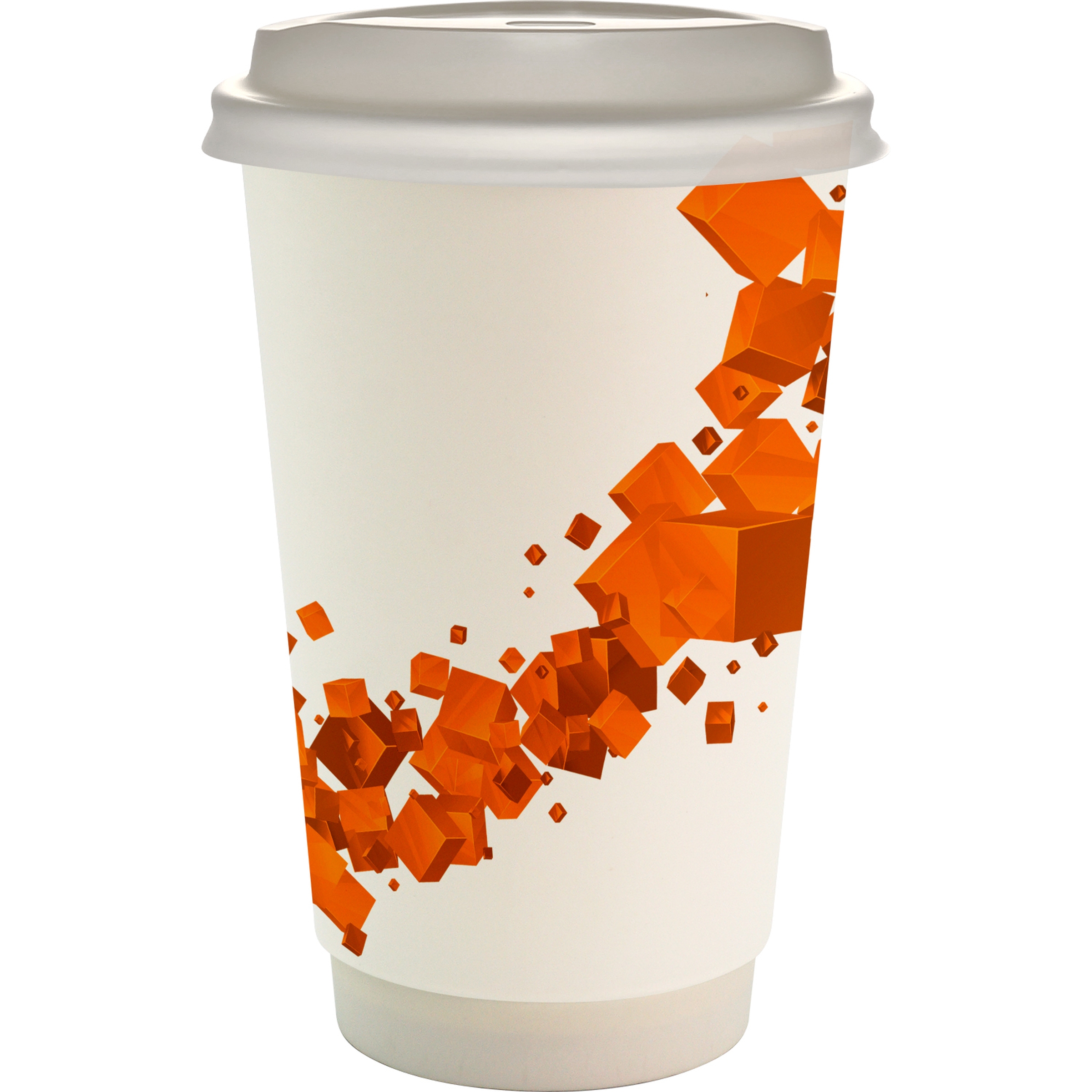16 oz. Full Color Floating Cube Paper Cup With Lid 1