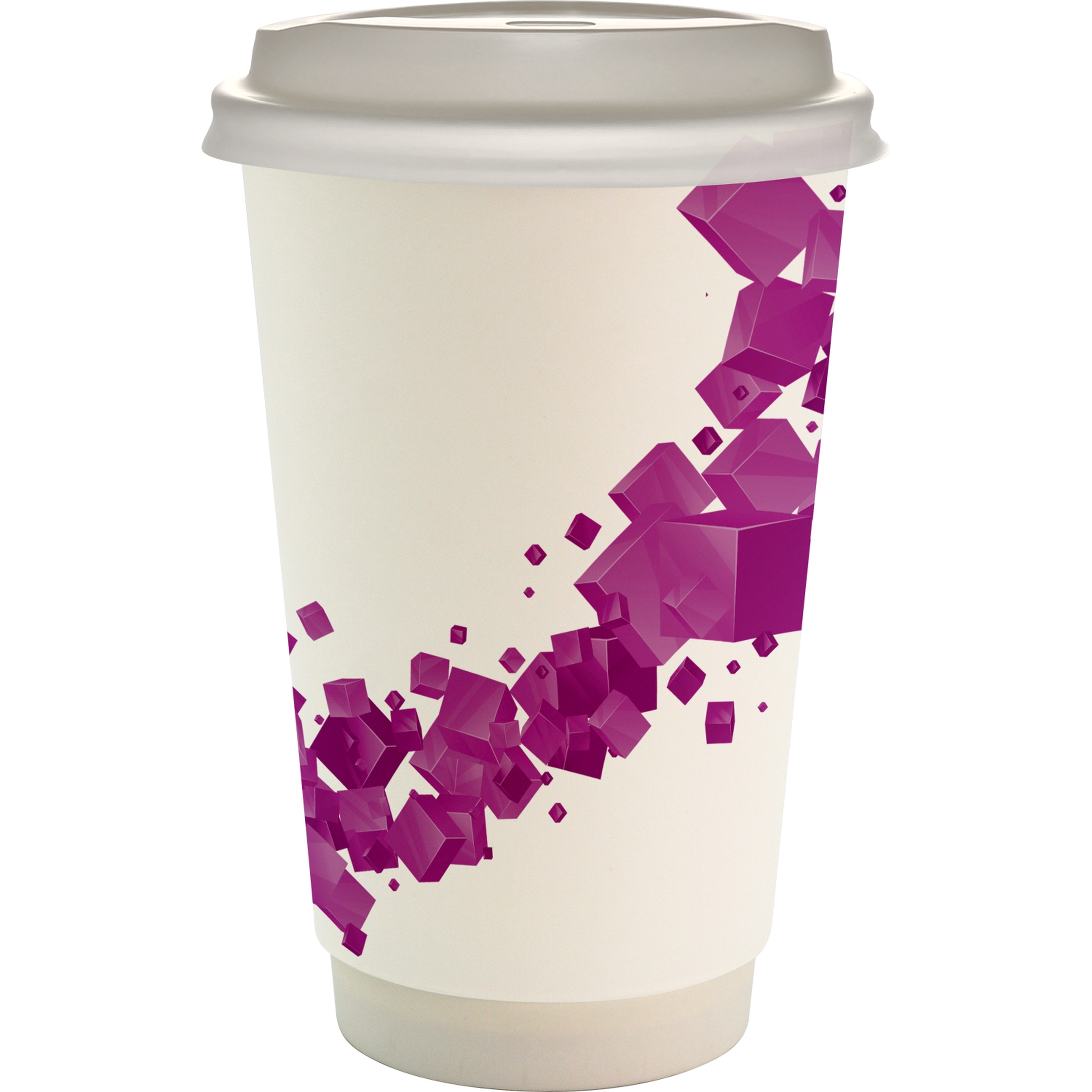 16 oz. Full Color Floating Cube Paper Cup With Lid 1