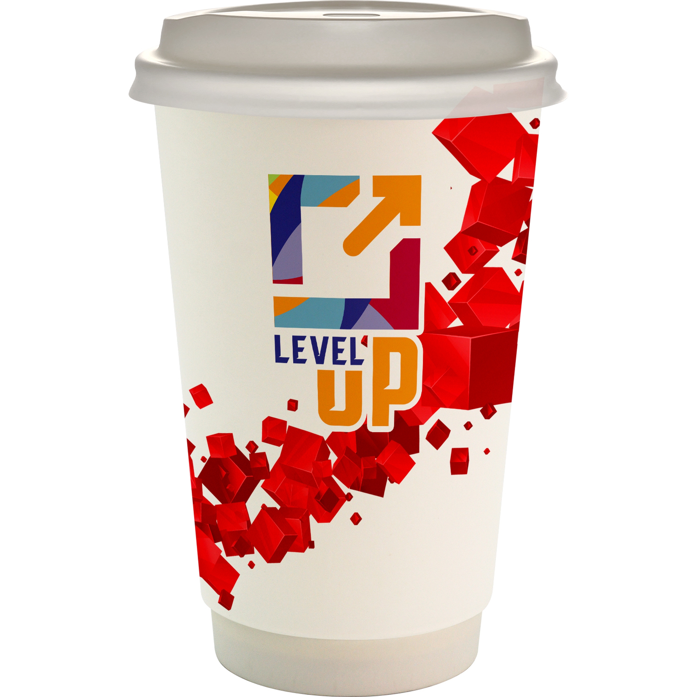 16 oz. Full Color Floating Cube Paper Cup With Lid 1
