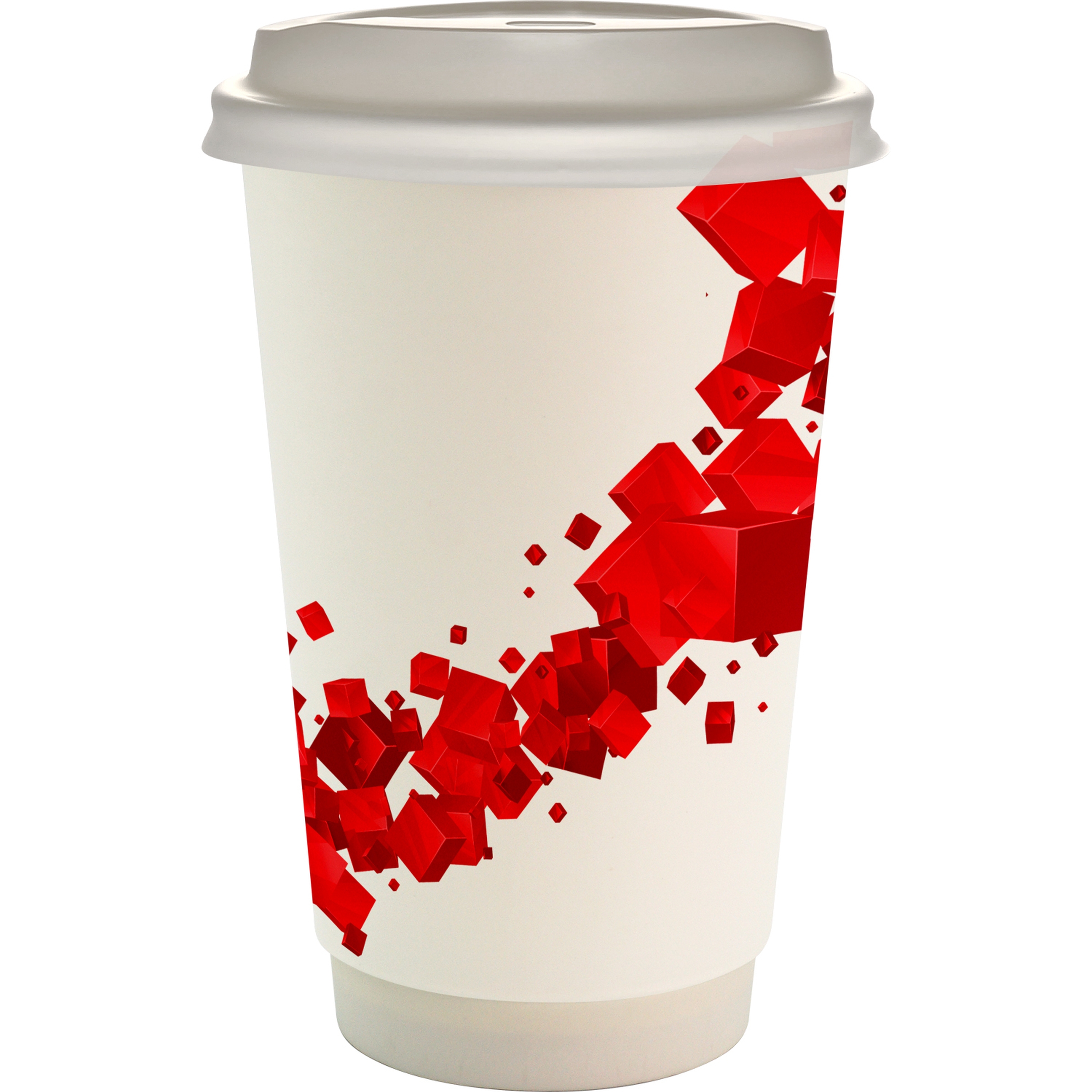 16 oz. Full Color Floating Cube Paper Cup With Lid 1