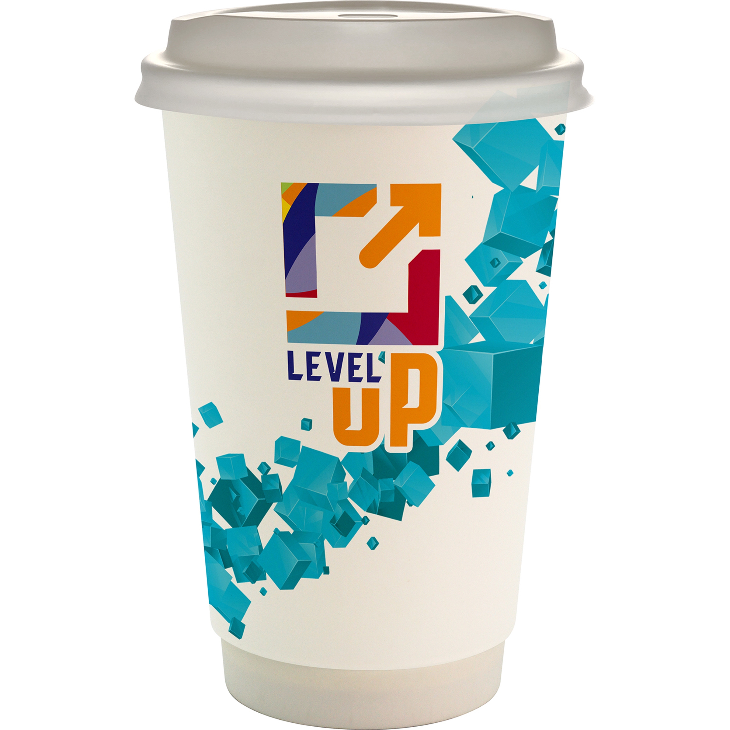 16 oz. Full Color Floating Cube Paper Cup With Lid 1
