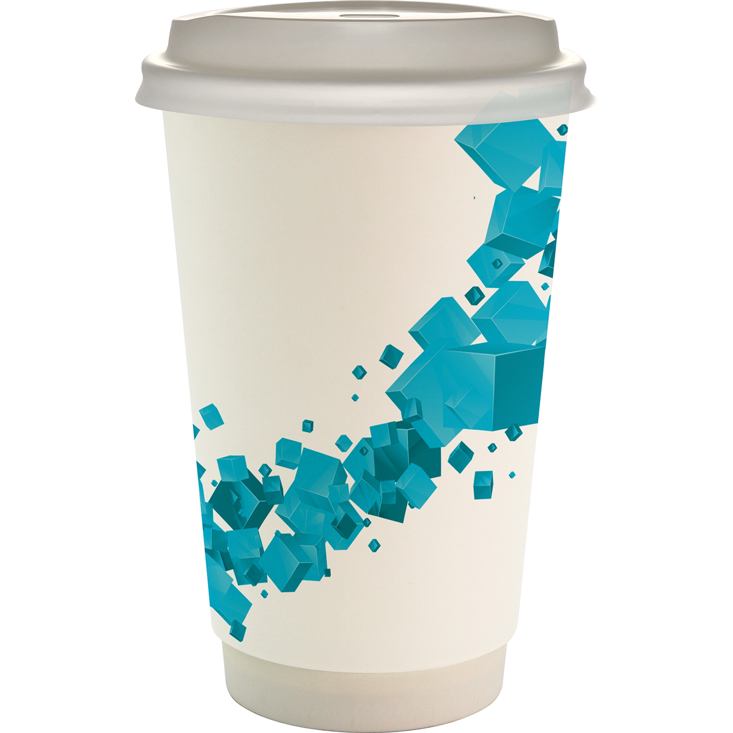 16 oz. Full Color Floating Cube Paper Cup With Lid 1