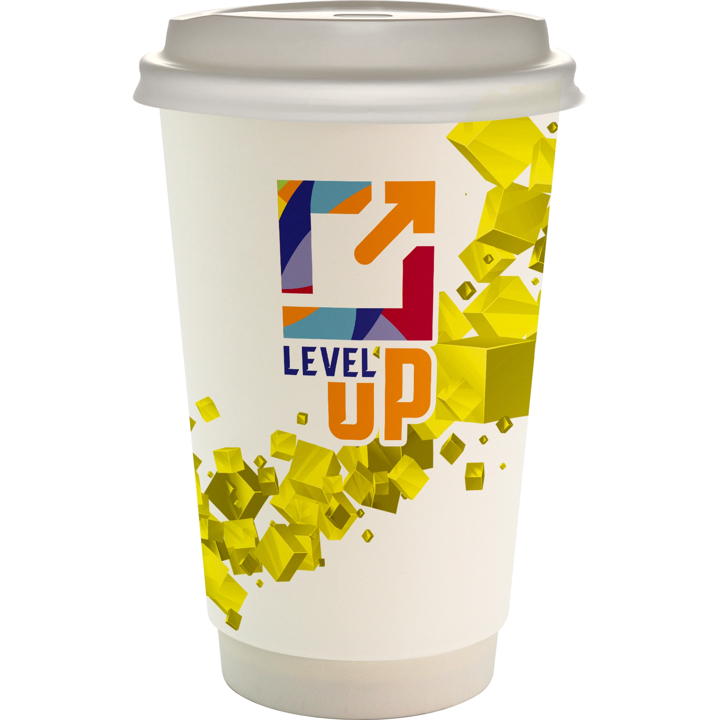16 oz. Full Color Floating Cube Paper Cup With Lid 1