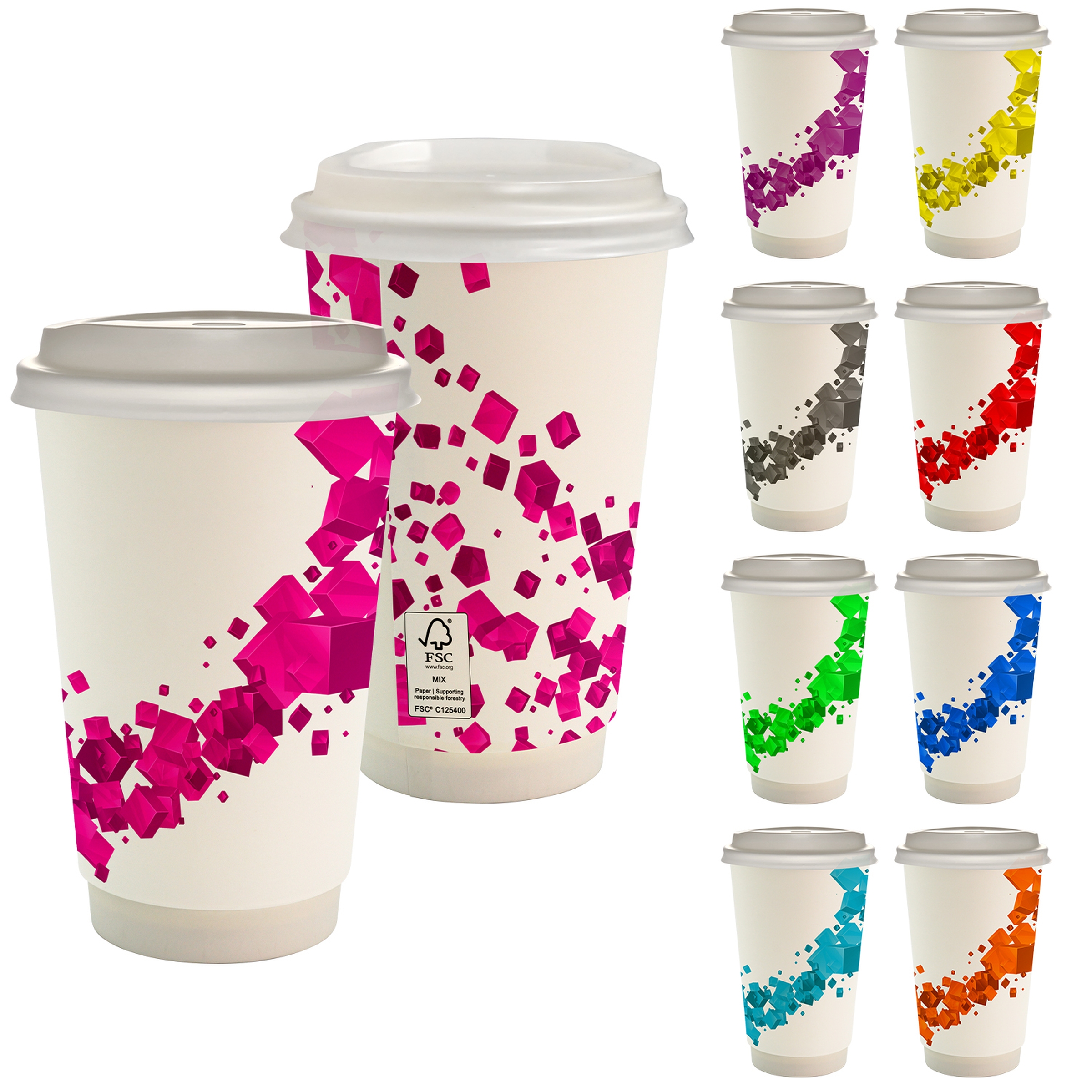 16 oz. Full Color Floating Cube Paper Cup With Lid 1