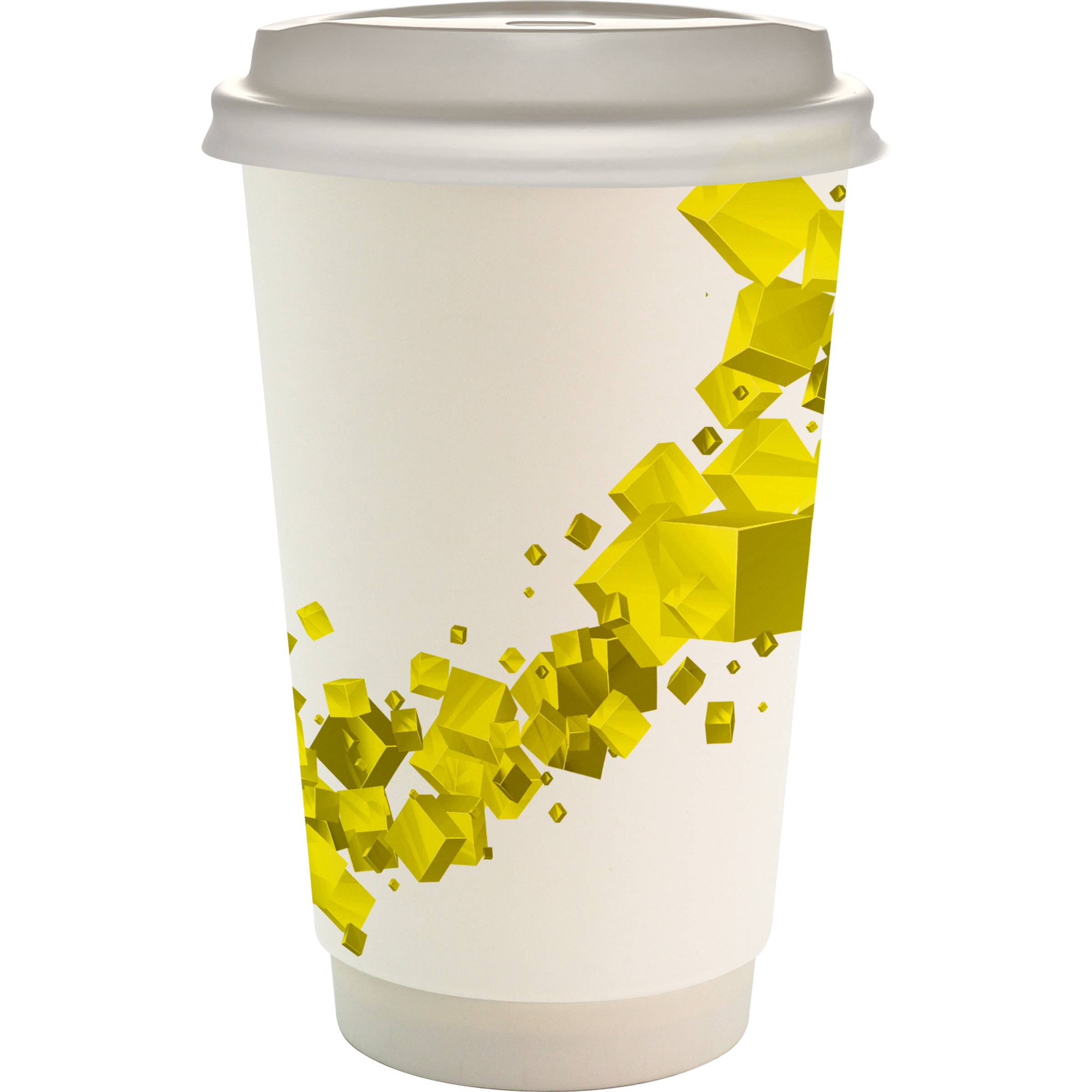 16 oz. Full Color Floating Cube Paper Cup With Lid 1