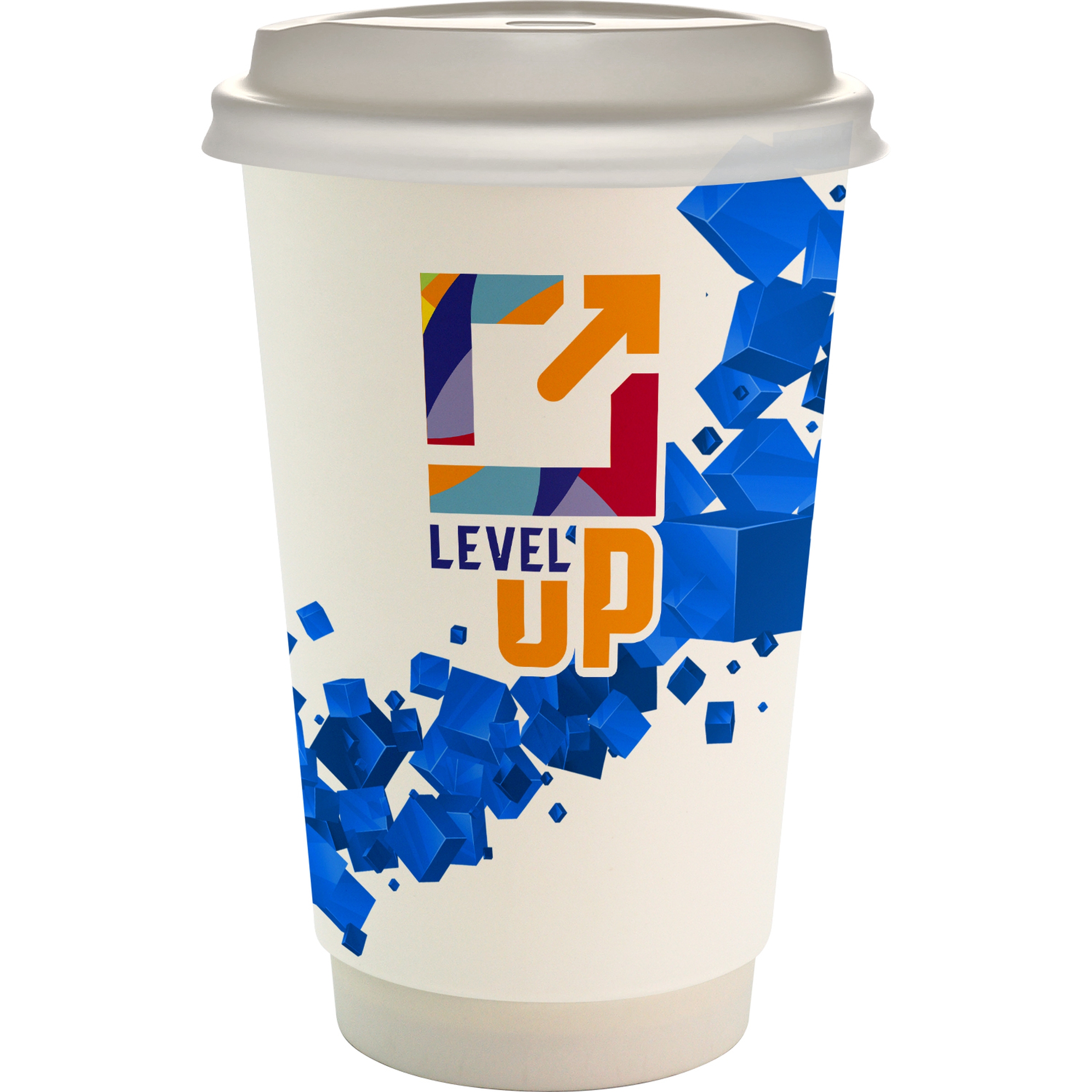 16 oz. Full Color Floating Cube Paper Cup With Lid 1