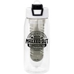 Two Tone Pop Up 25 oz. Recycled Bottle with Infuser - Black Two Tone Pop Up 25 oz. Recycled Bottle with Infuser - Black