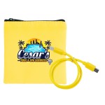 RPET C to C Cable Pouch - Yellow Logo RPET C to C Cable Pouch - Yellow Logo