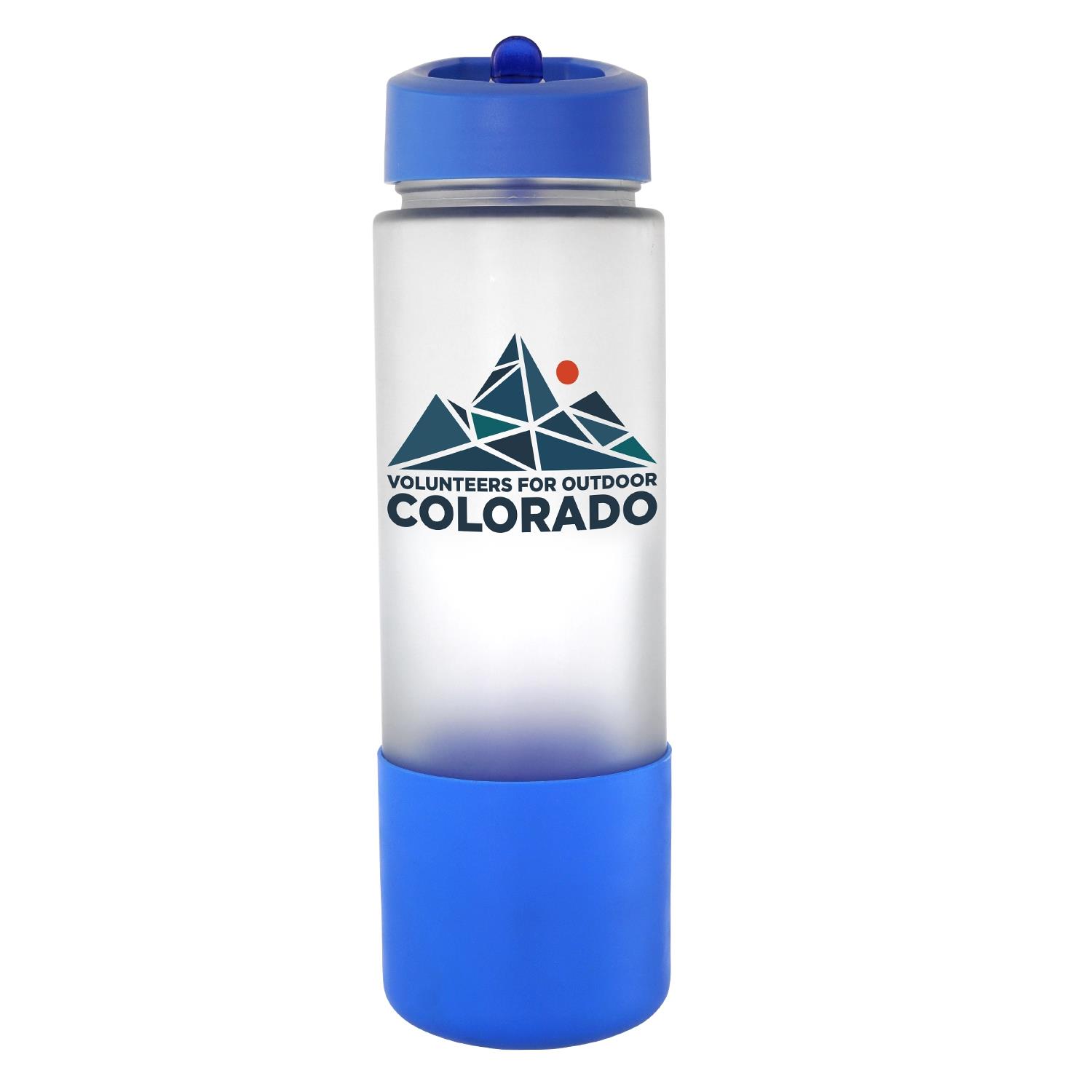 Pop Up 22 oz. Full Color Frosted Glass Grip Bottle 1