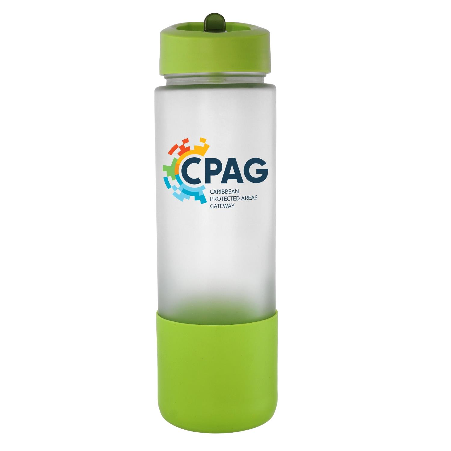 Pop Up 22 oz. Full Color Frosted Glass Grip Bottle 1