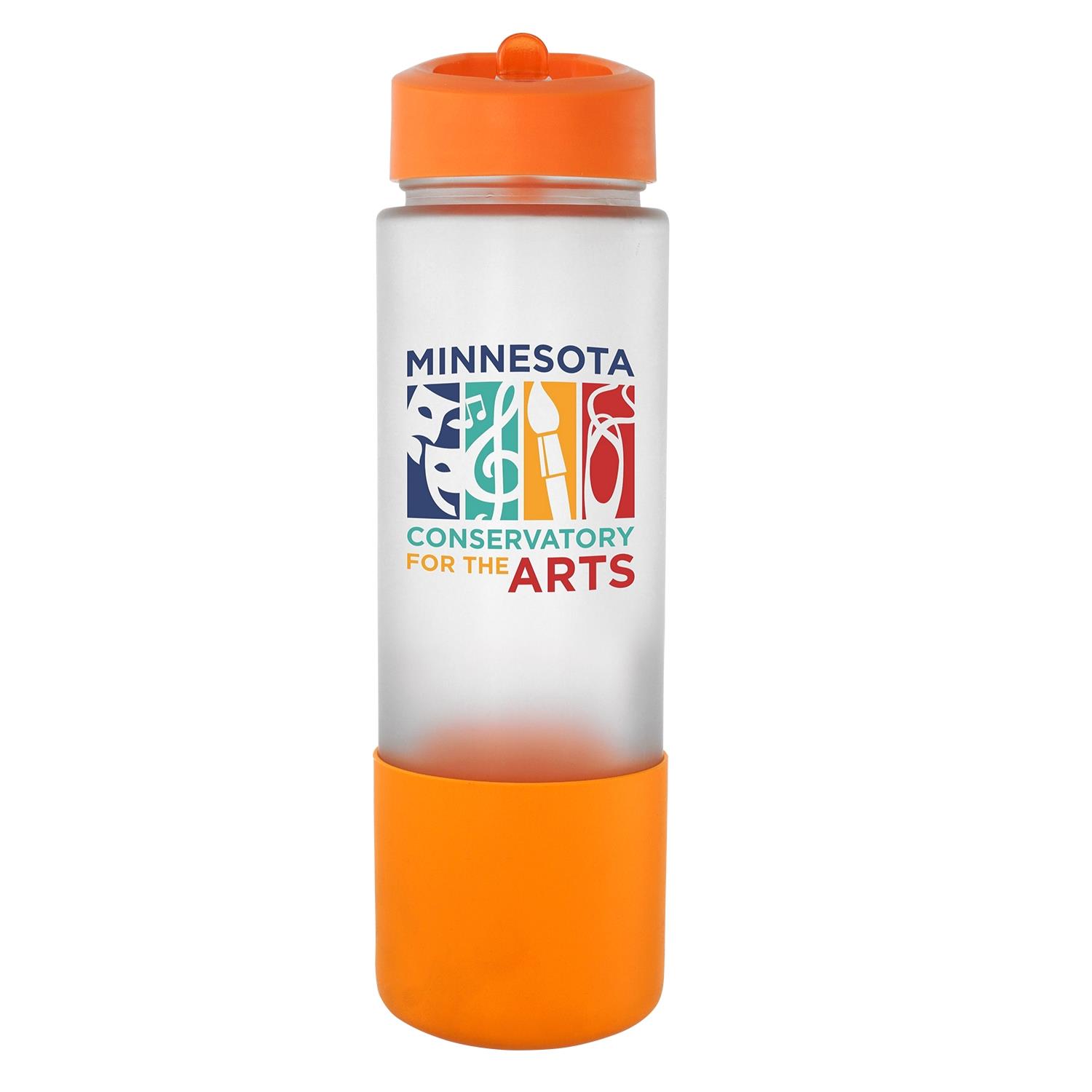 Pop Up 22 oz. Full Color Frosted Glass Grip Bottle 1