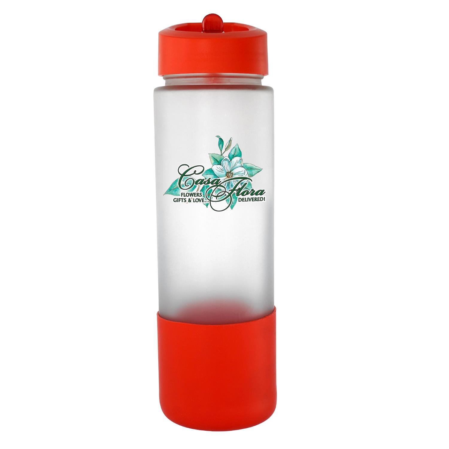 Pop Up 22 oz. Full Color Frosted Glass Grip Bottle 1