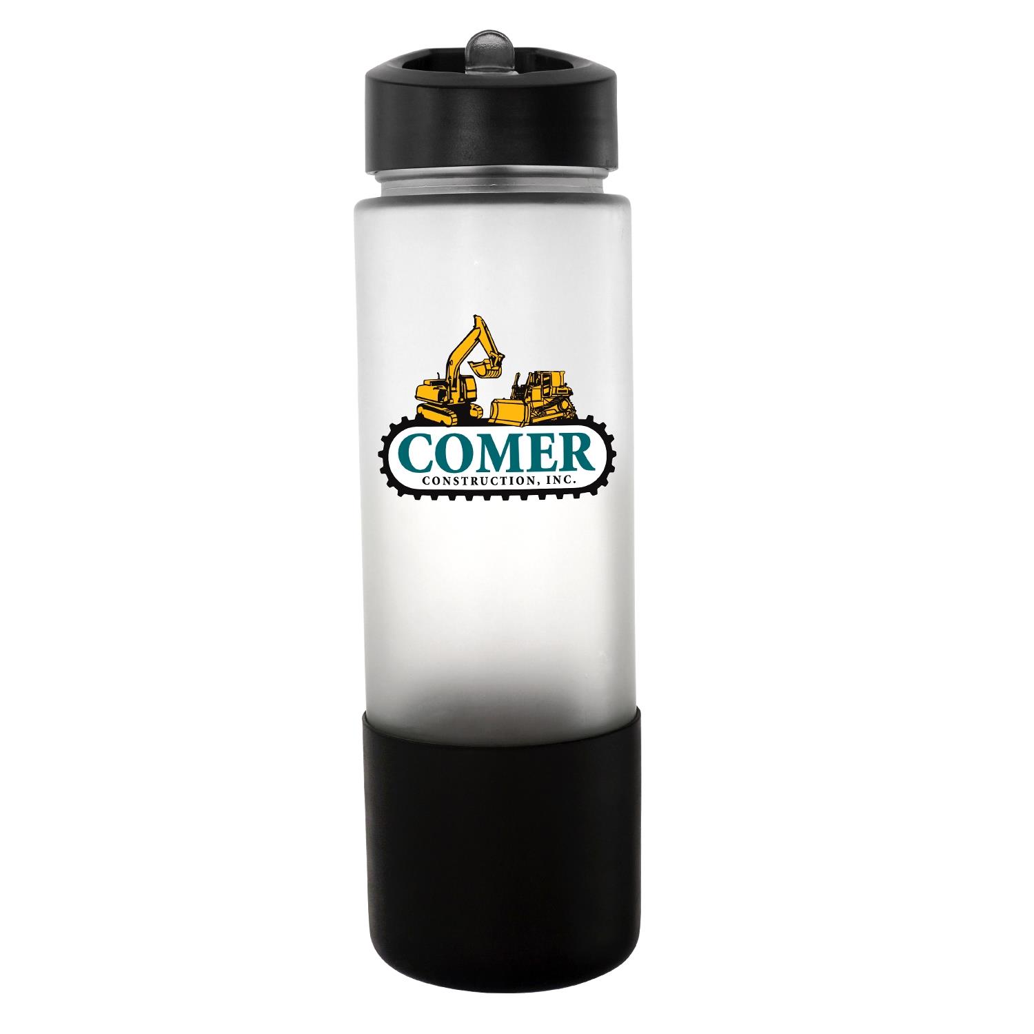Pop Up 22 oz. Full Color Frosted Glass Grip Bottle 1