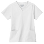 Fundamentals Ladies Two Pocket V-Neck Top - White Fundamentals Ladies Two Pocket V-Neck Top - White