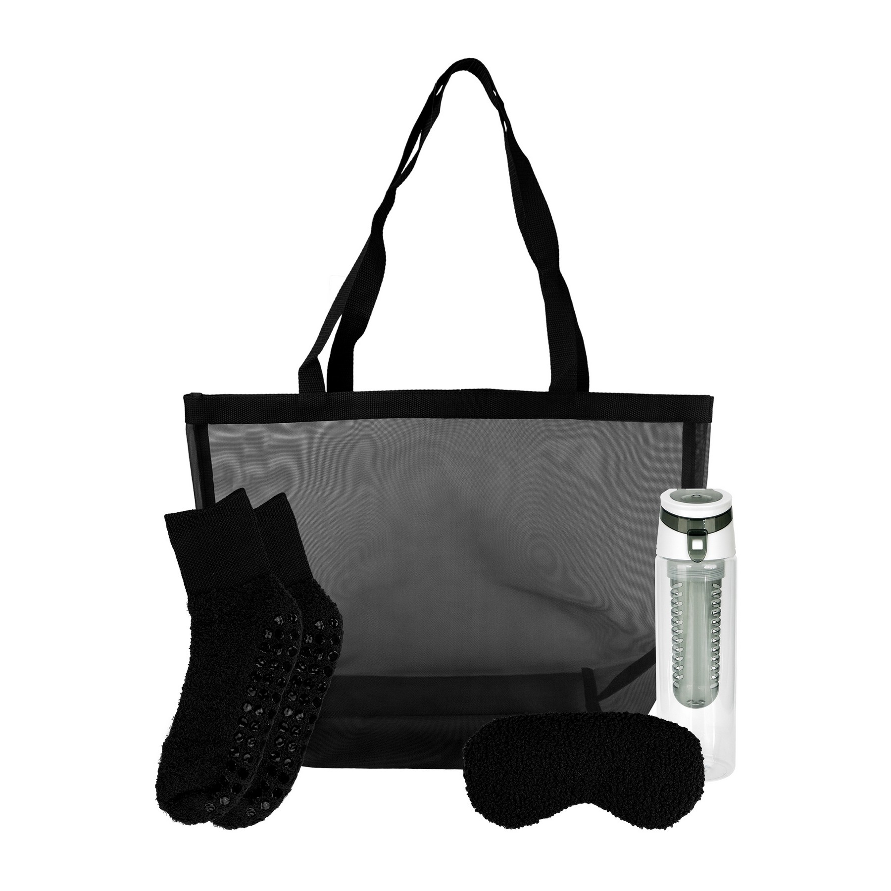 Mesh Fuzzy Tote Bag Set 1