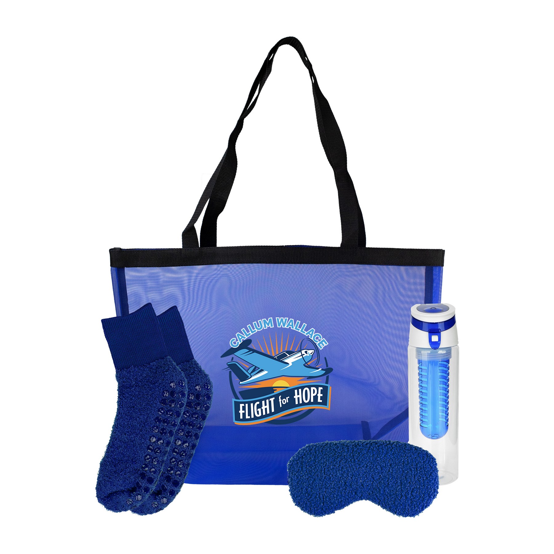 Mesh Fuzzy Tote Bag Set 1