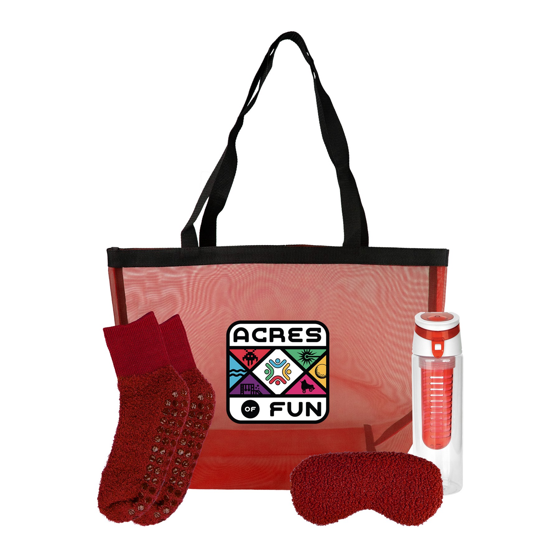 Mesh Fuzzy Tote Bag Set 1