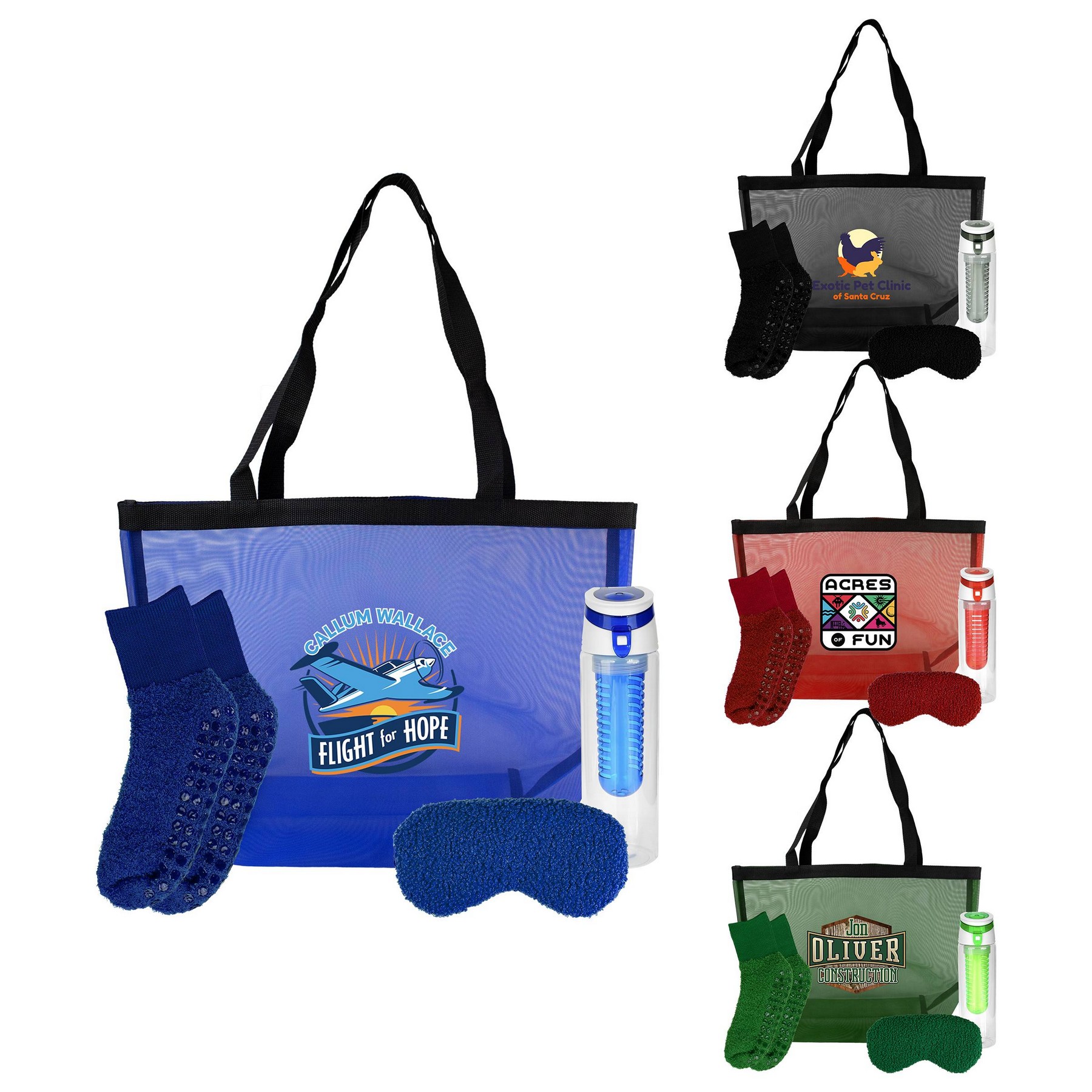 Mesh Fuzzy Tote Bag Set 1