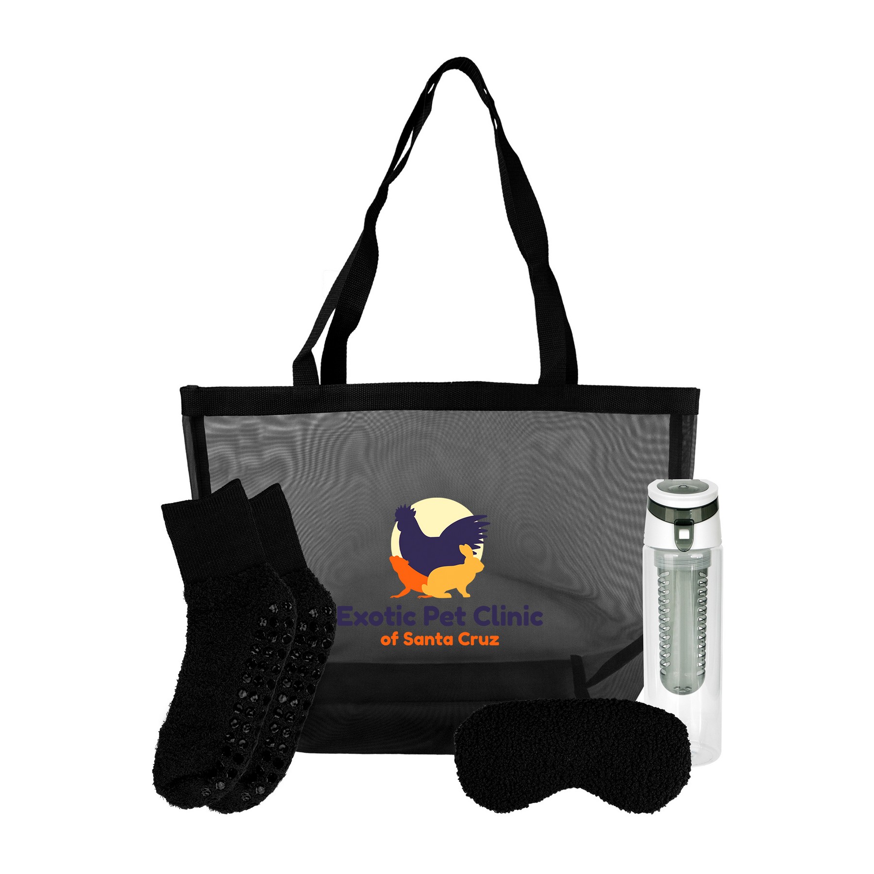 Mesh Fuzzy Tote Bag Set 1