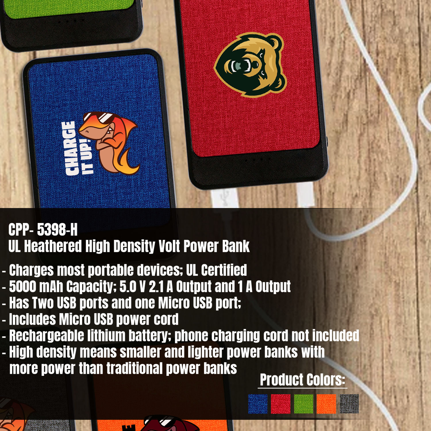 UL Heathered High Density Volt Power Bank 1