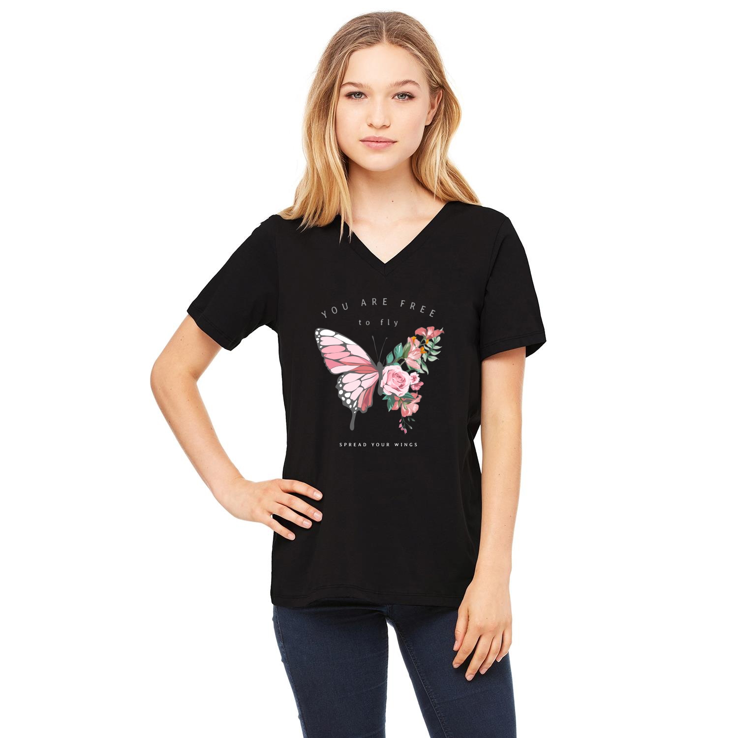 Bella + Canvas® Ladies' Relaxed Jersey Short-Sleeve V-Neck T-Shirt 1