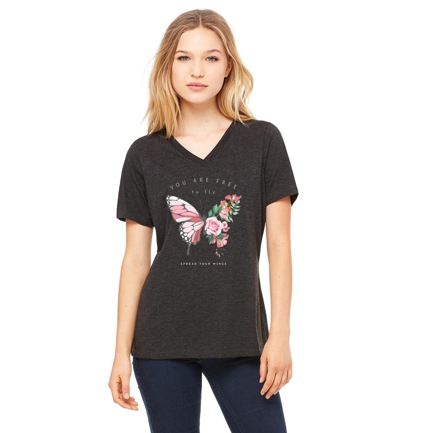 Bella + Canvas® Ladies' Relaxed Jersey Short-Sleeve V-Neck T-Shirt 1