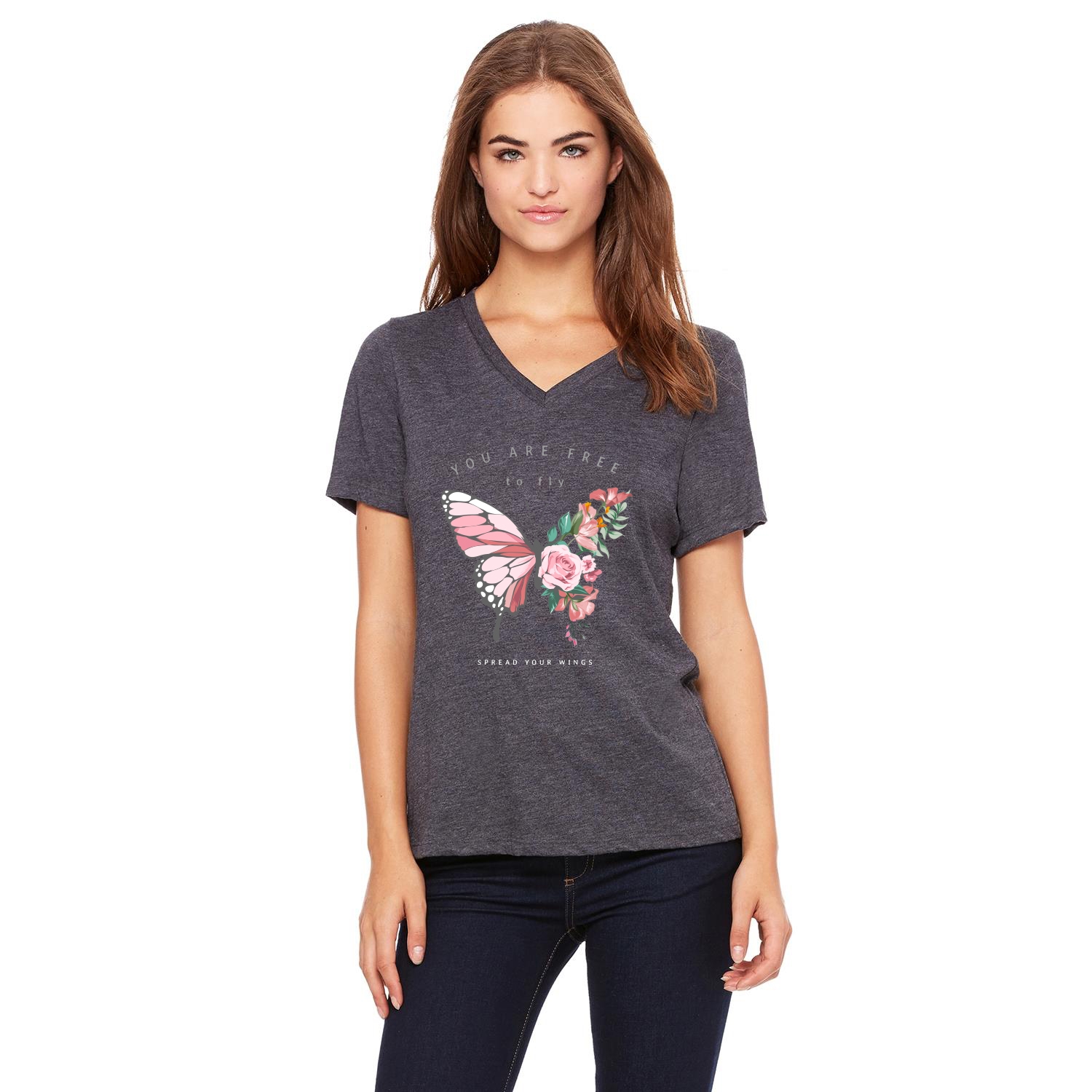 Bella + Canvas® Ladies' Relaxed Jersey Short-Sleeve V-Neck T-Shirt 1