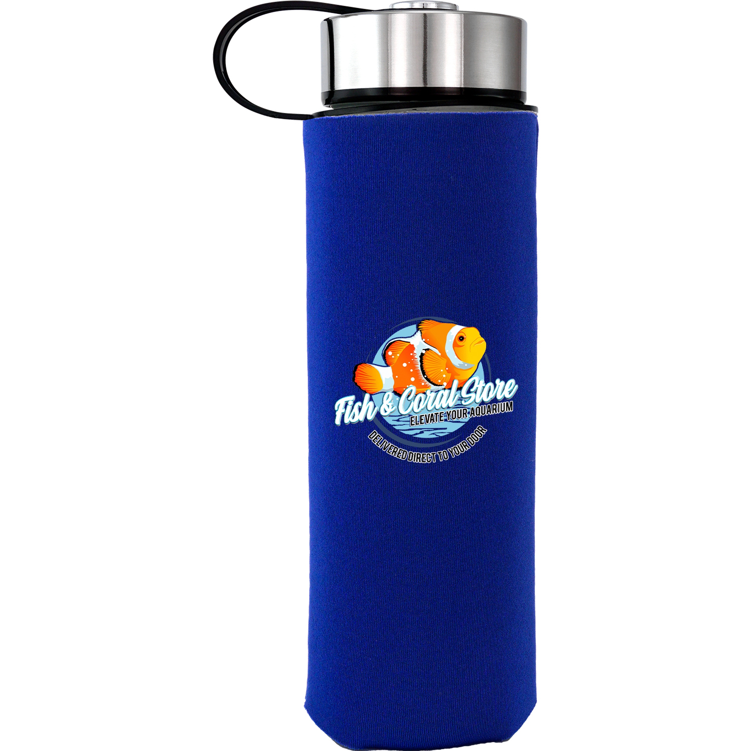 Metal Lanyard 22 oz. Frosted Glass Sleeve Bottle 1