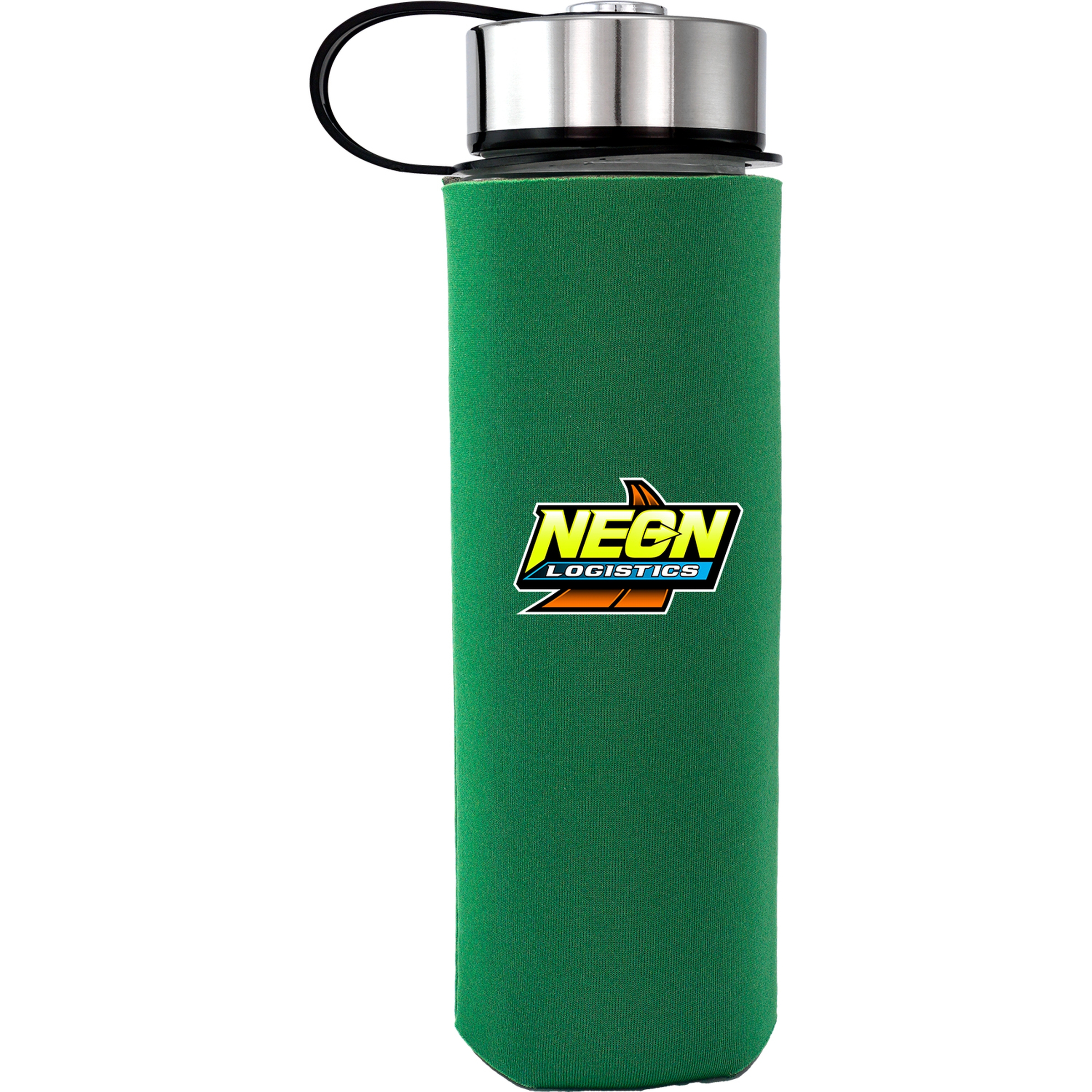 Metal Lanyard 22 oz. Frosted Glass Sleeve Bottle 1