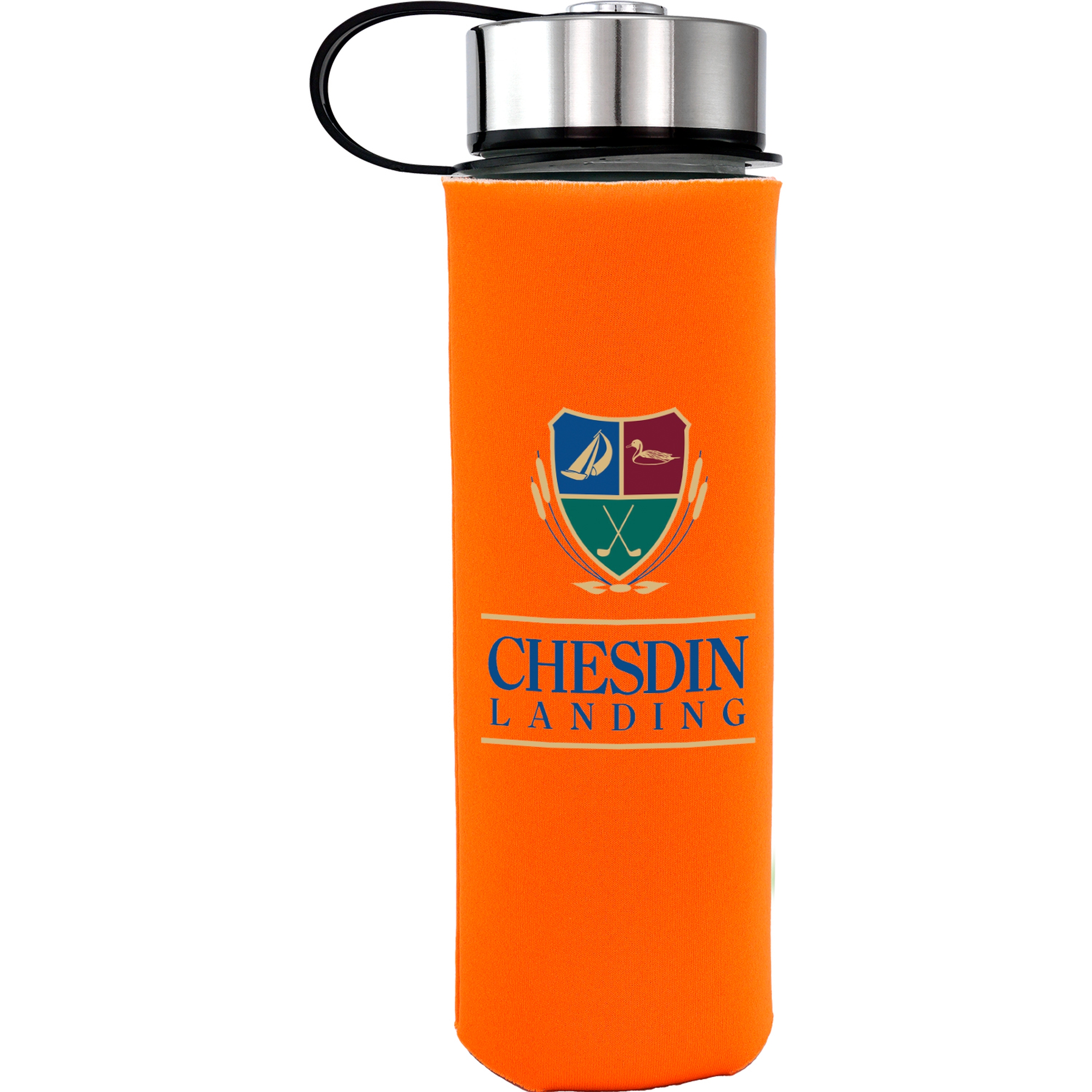 Metal Lanyard 22 oz. Frosted Glass Sleeve Bottle 1