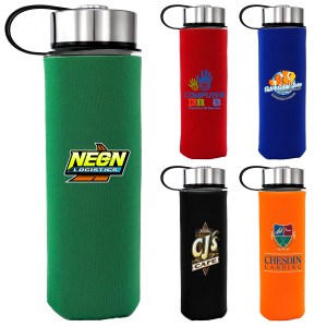 Metal Lanyard 22 oz. Frosted Glass Sleeve Bottle 1 Metal Lanyard 22 oz. Frosted Glass Sleeve Bottle 1