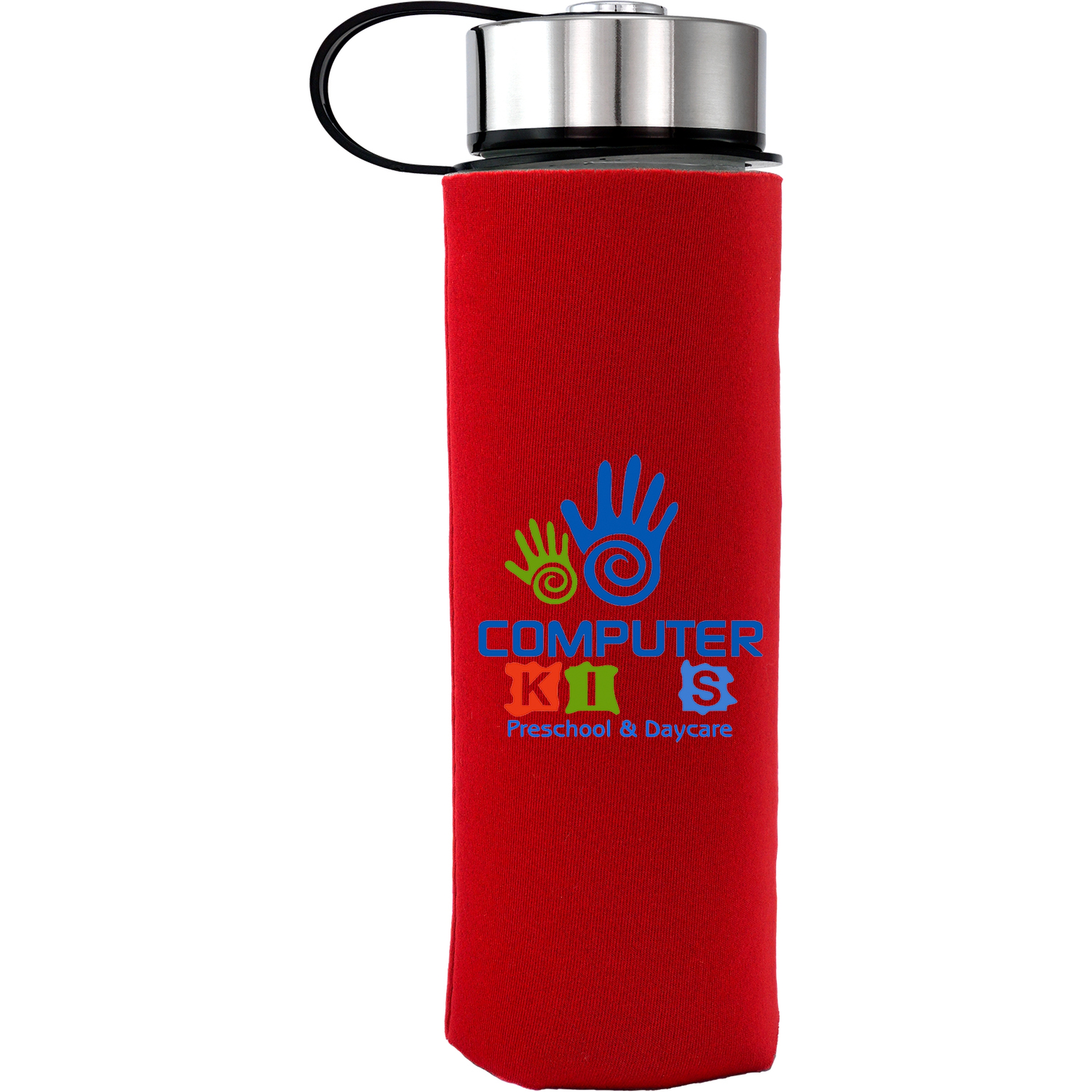 Metal Lanyard 22 oz. Frosted Glass Sleeve Bottle 1
