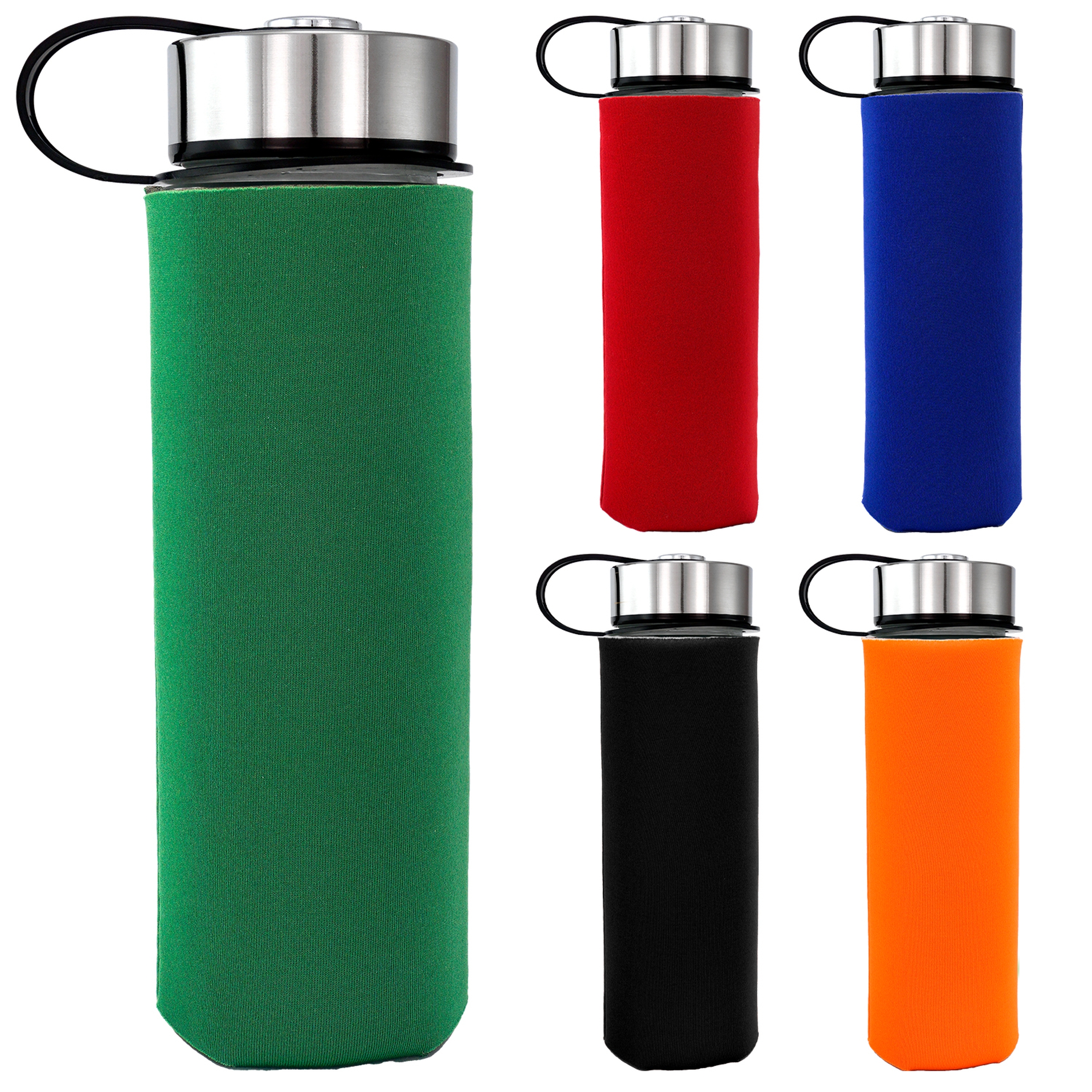 Metal Lanyard 22 oz. Frosted Glass Sleeve Bottle 1