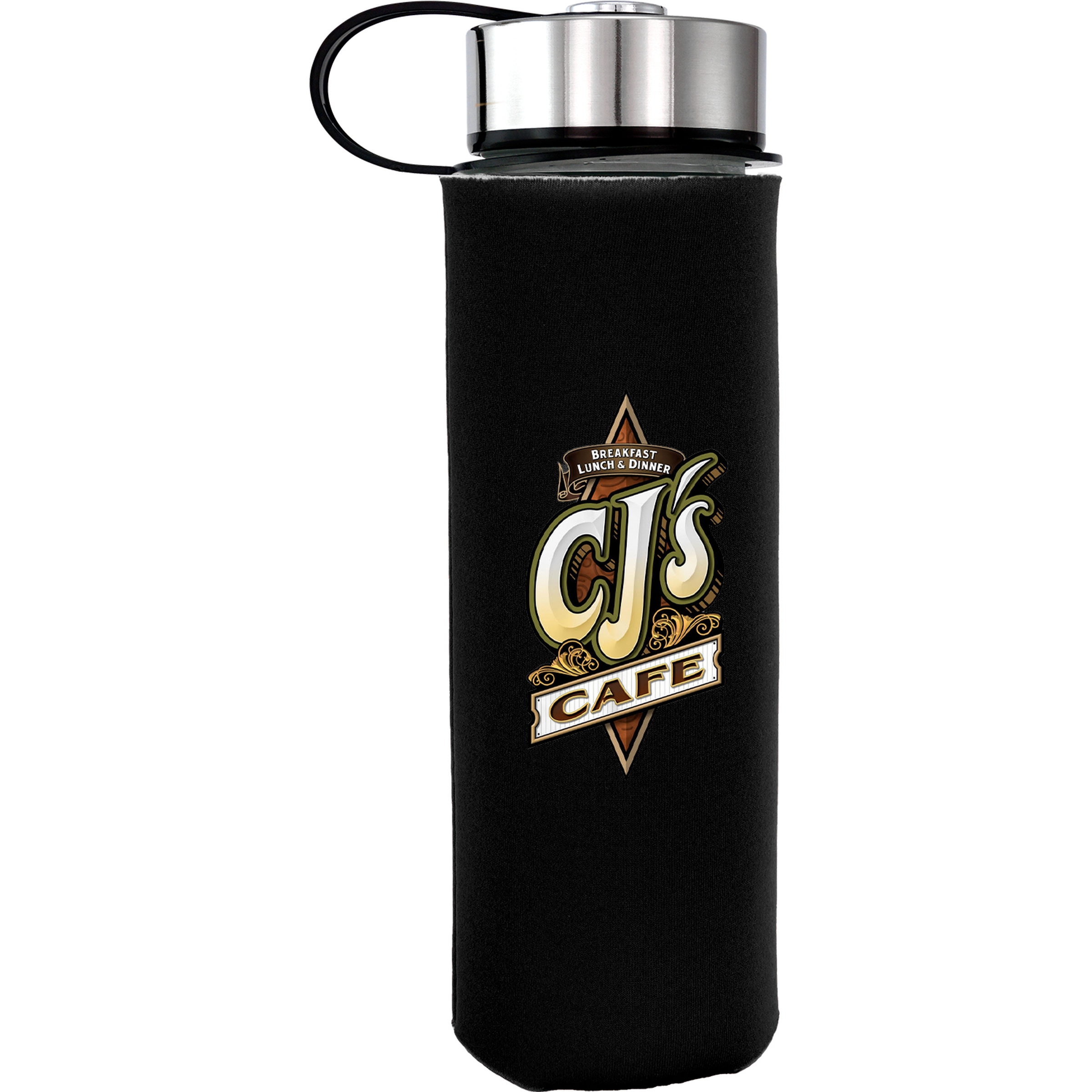 Metal Lanyard 22 oz. Frosted Glass Sleeve Bottle 1