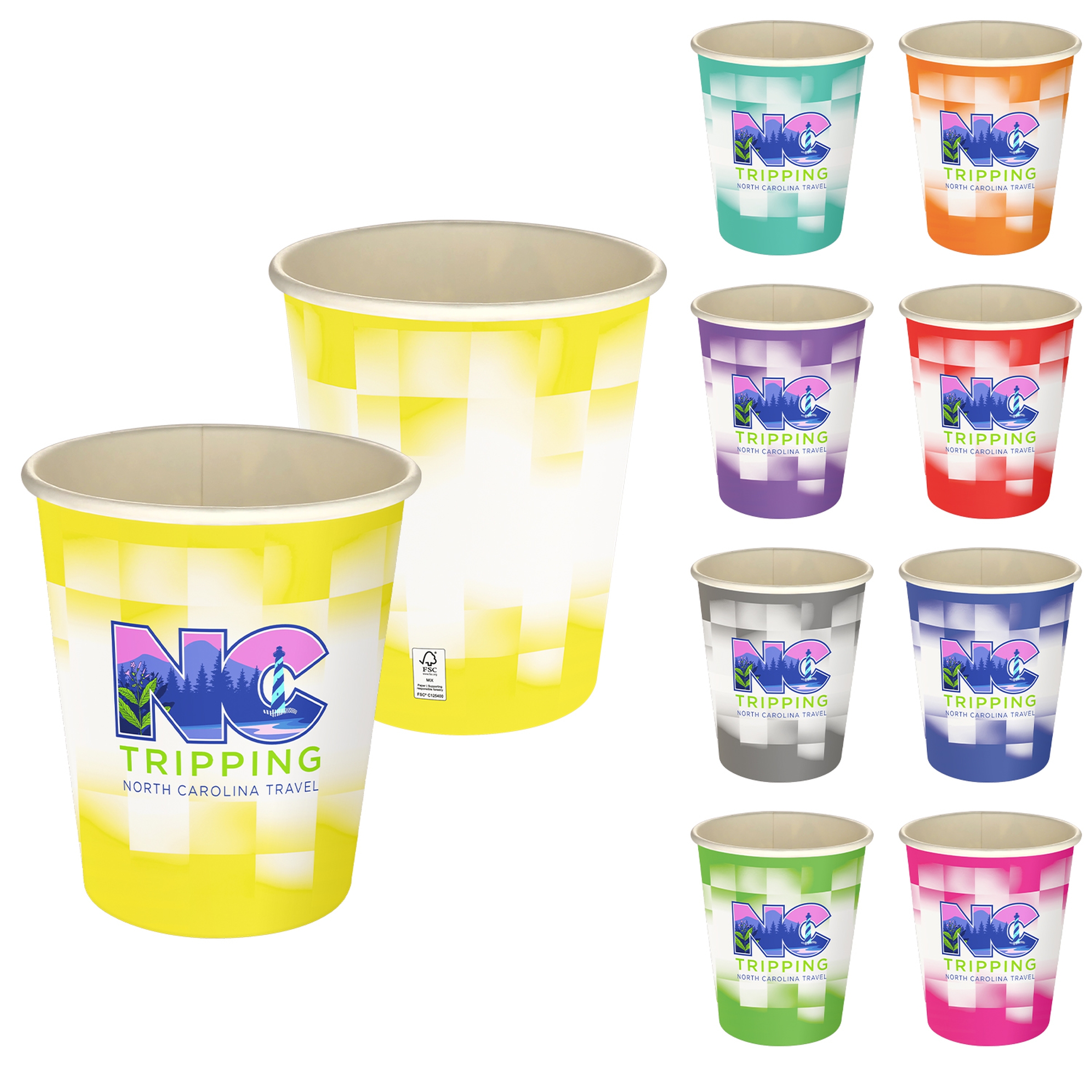 5 oz Full Color Shaded Checkers Paper Cup 1