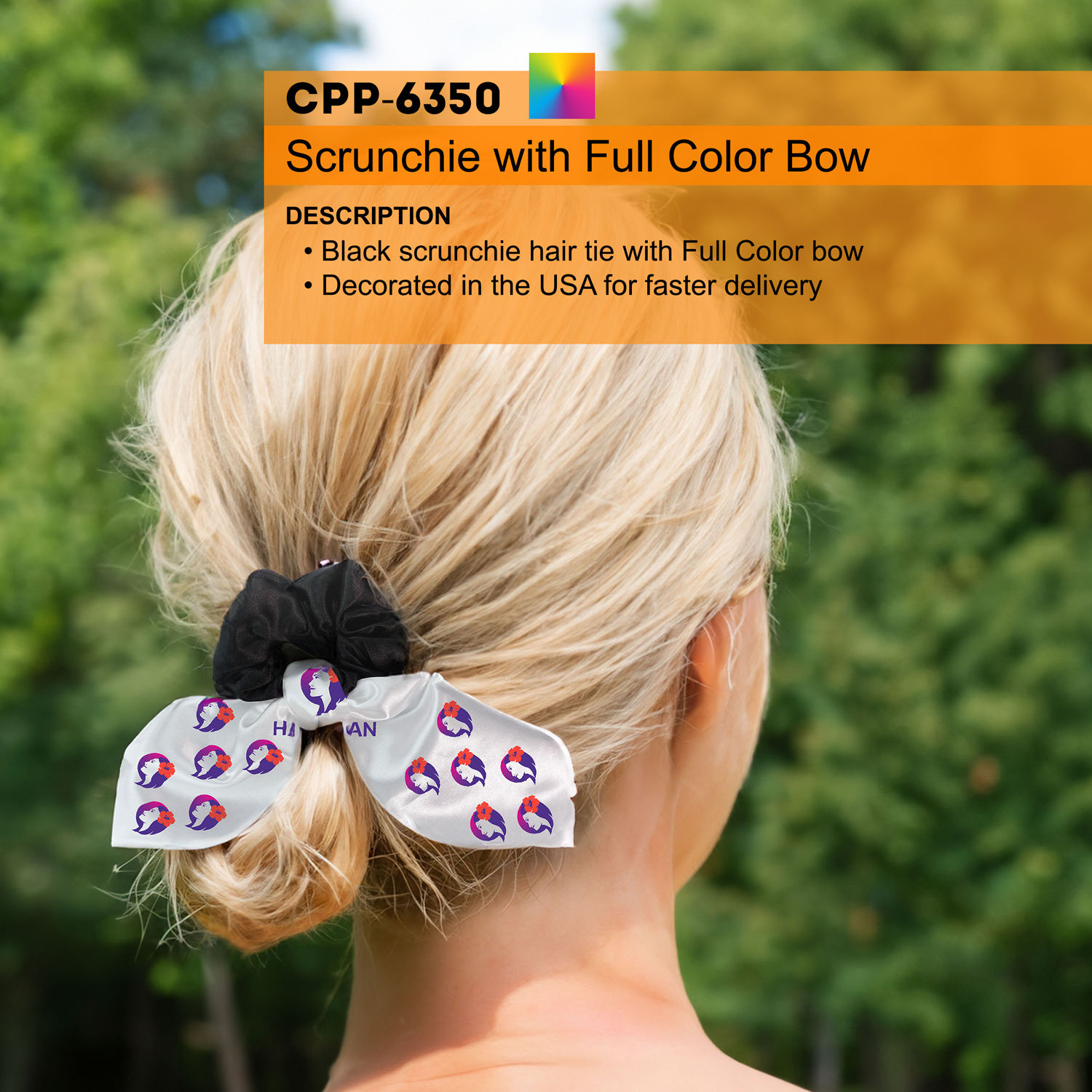 Scrunchie with Full Color Bow 1