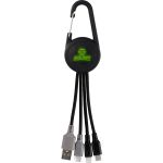 Color Light Up Dual Input 3-in-1 Carabiner Charging Cable - Green Color Light Up Dual Input 3-in-1 Carabiner Charging Cable - Green