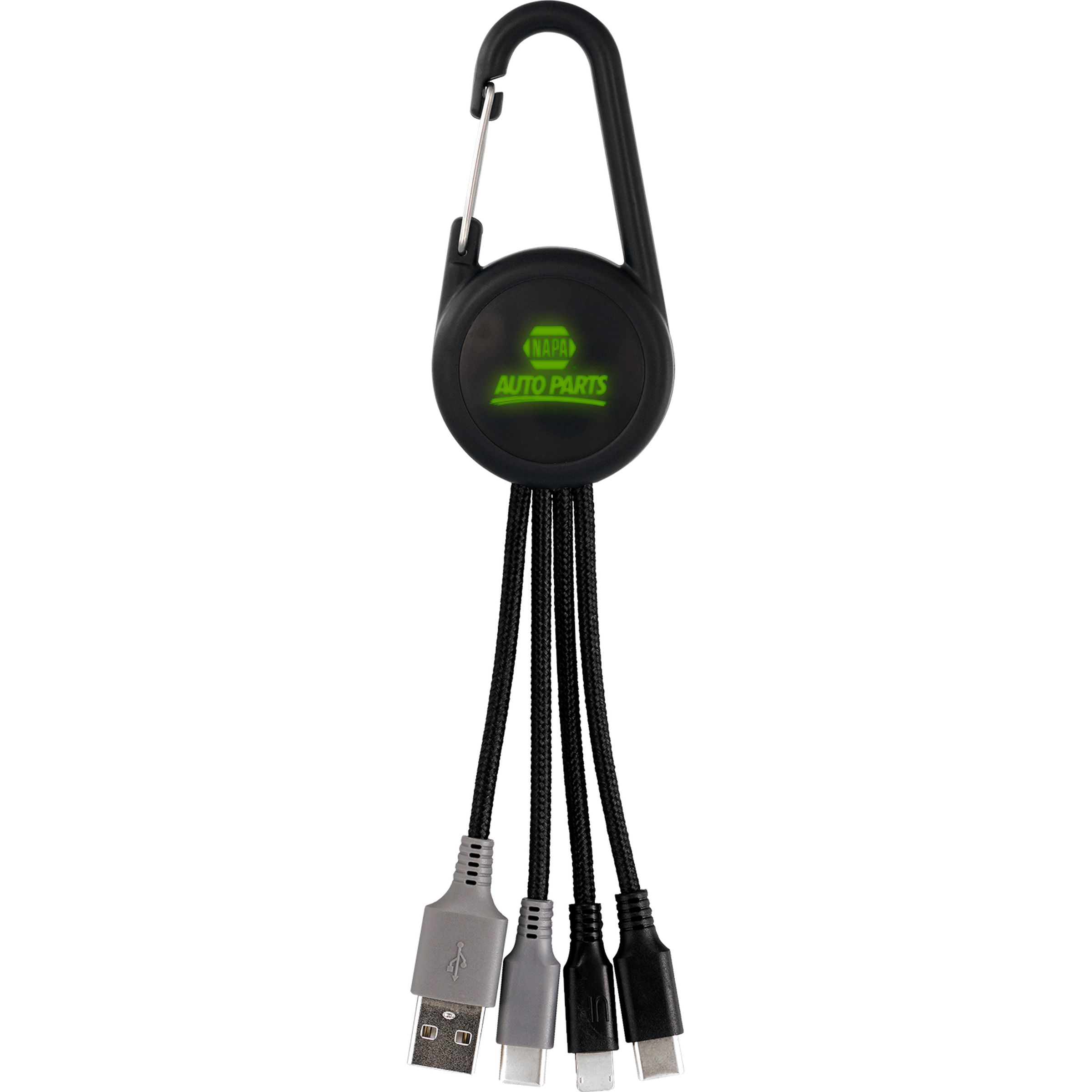 Color Light Up Dual Input 3-in-1 Carabiner Charging Cable 1