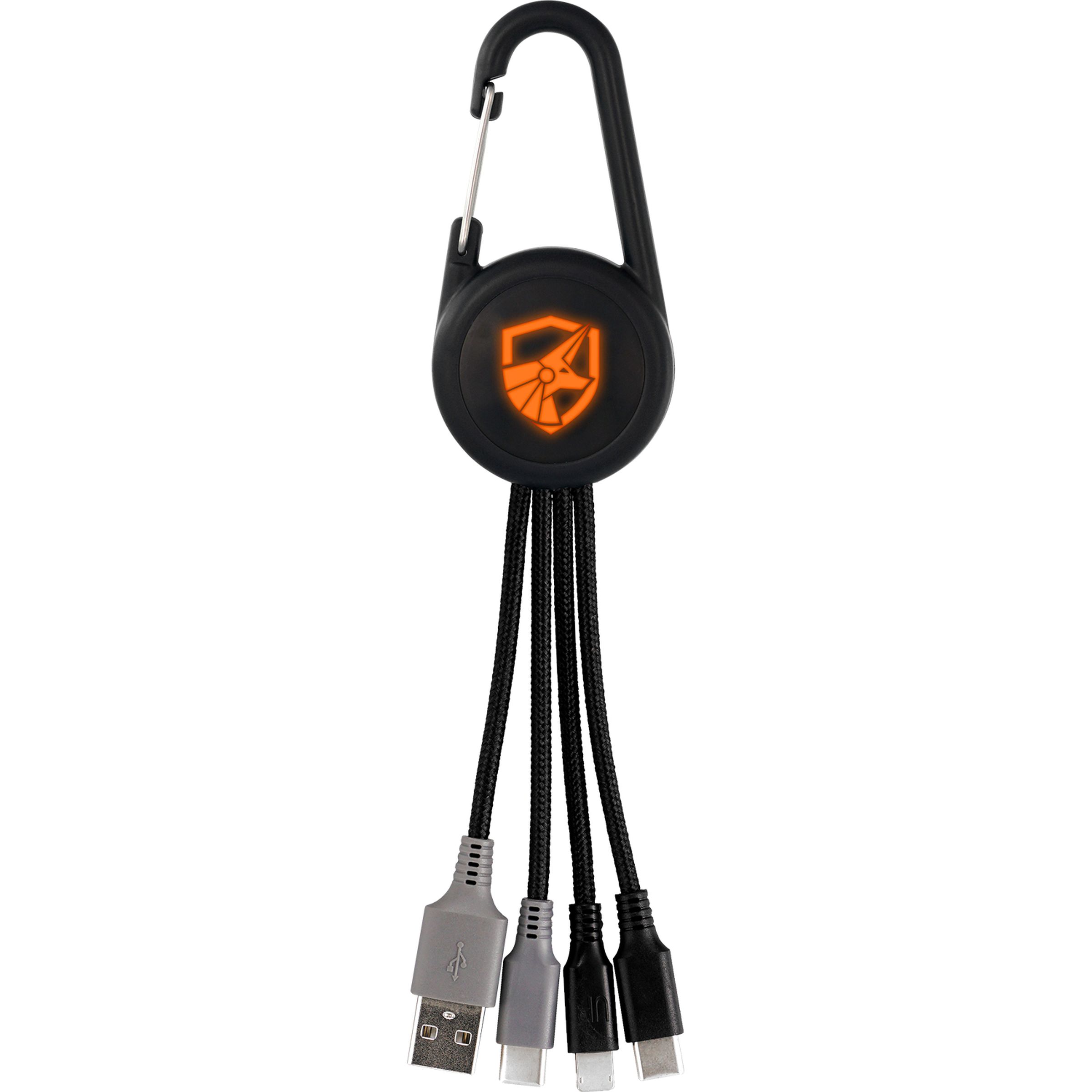 Color Light Up Dual Input 3-in-1 Carabiner Charging Cable 1