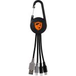 Color Light Up Dual Input 3-in-1 Carabiner Charging Cable - Orange Color Light Up Dual Input 3-in-1 Carabiner Charging Cable - Orange