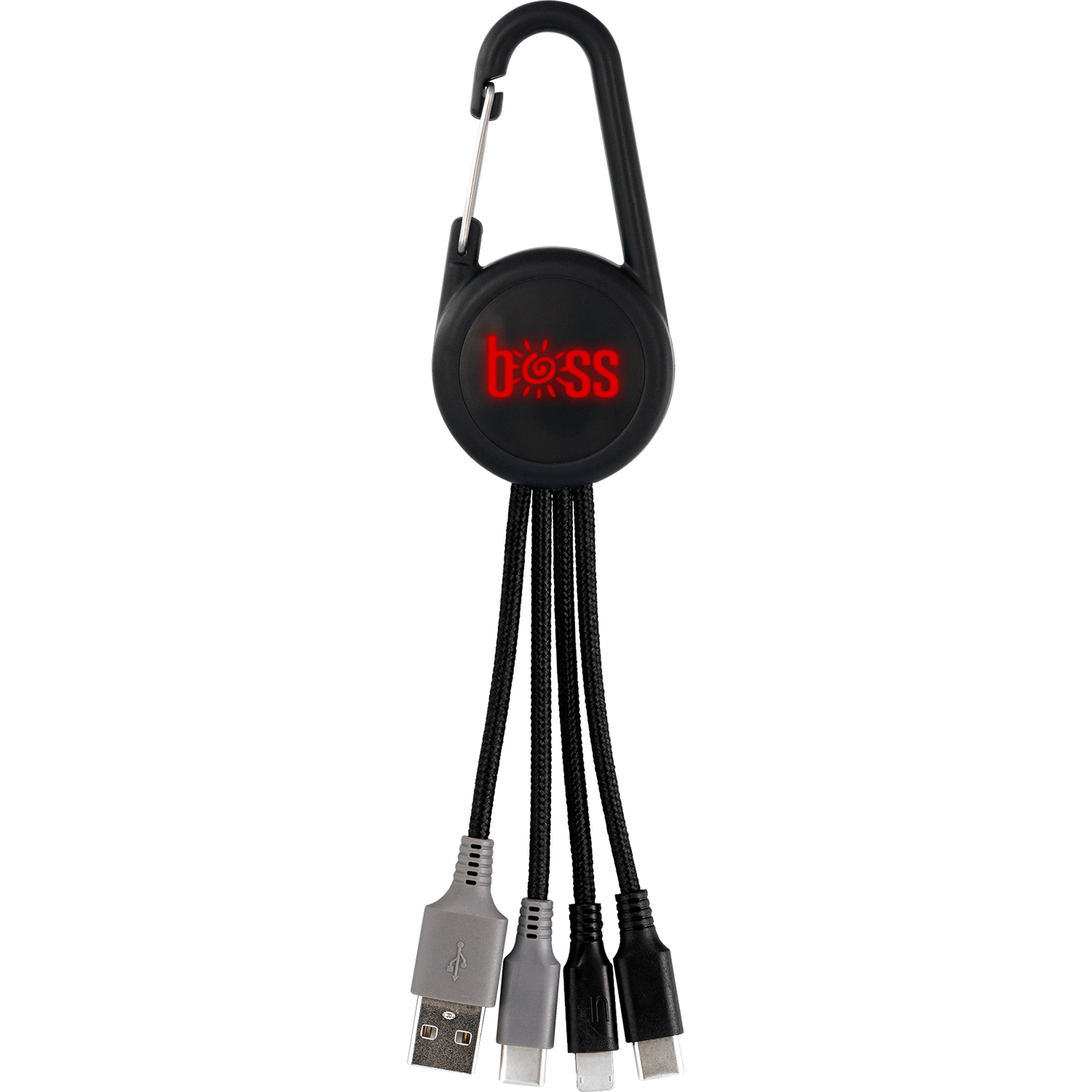 Color Light Up Dual Input 3-in-1 Carabiner Charging Cable 1